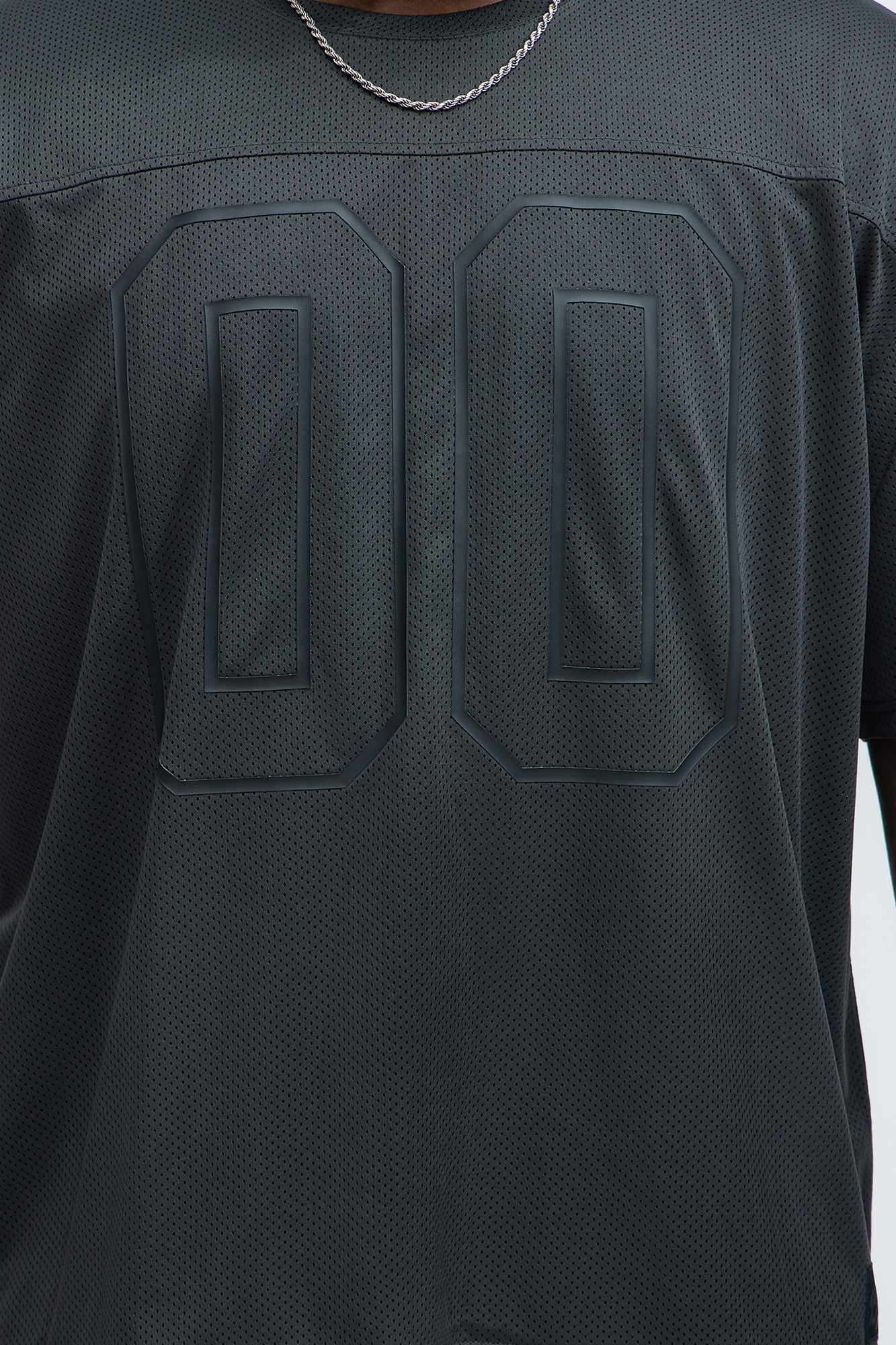 Mesh Boxy Football Short Sleeve Tee - Black Fashion Nova