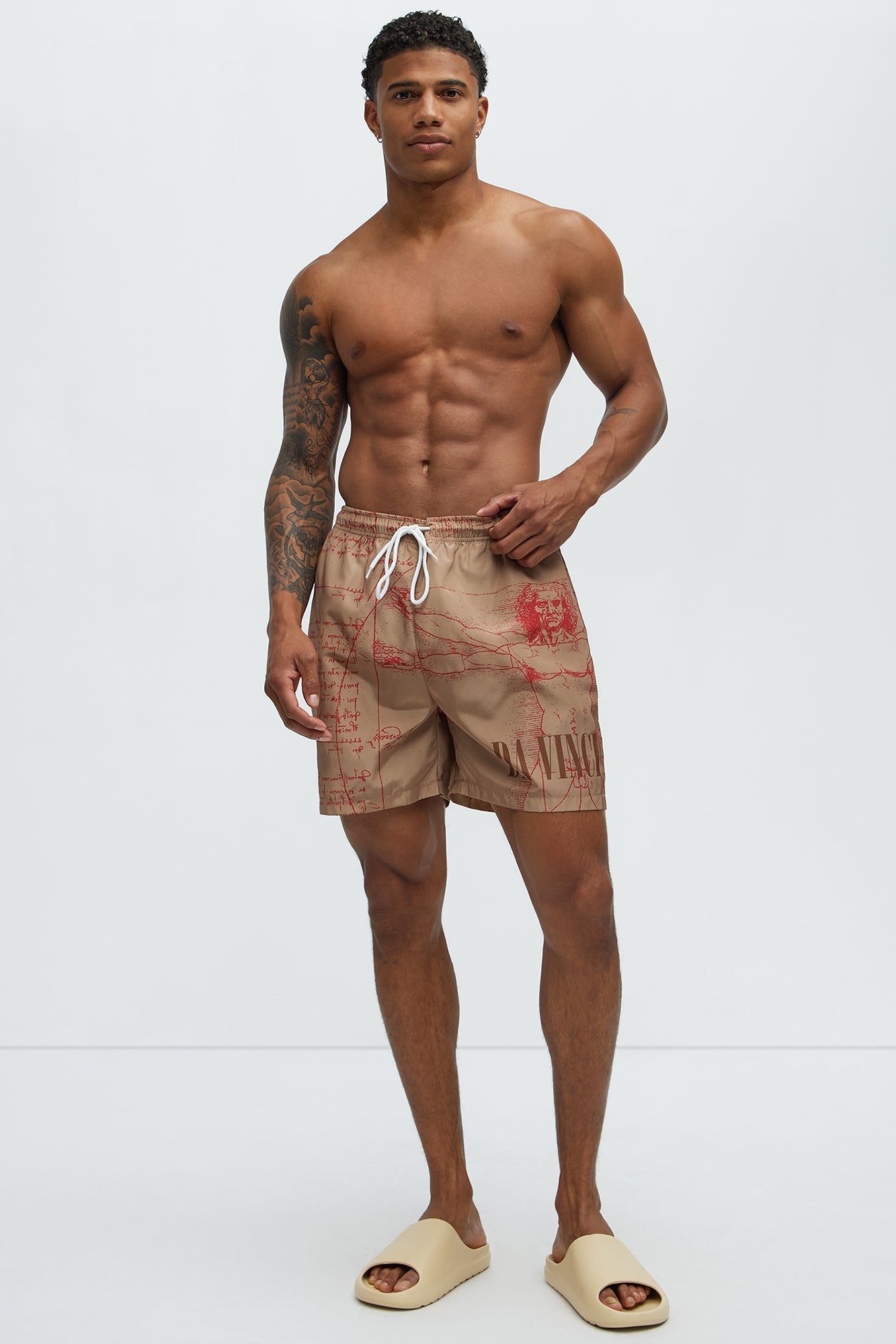 Da Vinci Museum Art Swim Mid Trunk - Multi Color Fashion Nova