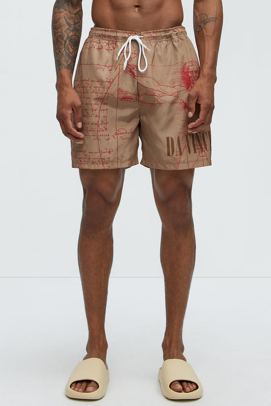 Da Vinci Museum Art Swim Mid Trunk - Multi Color Fashion Nova