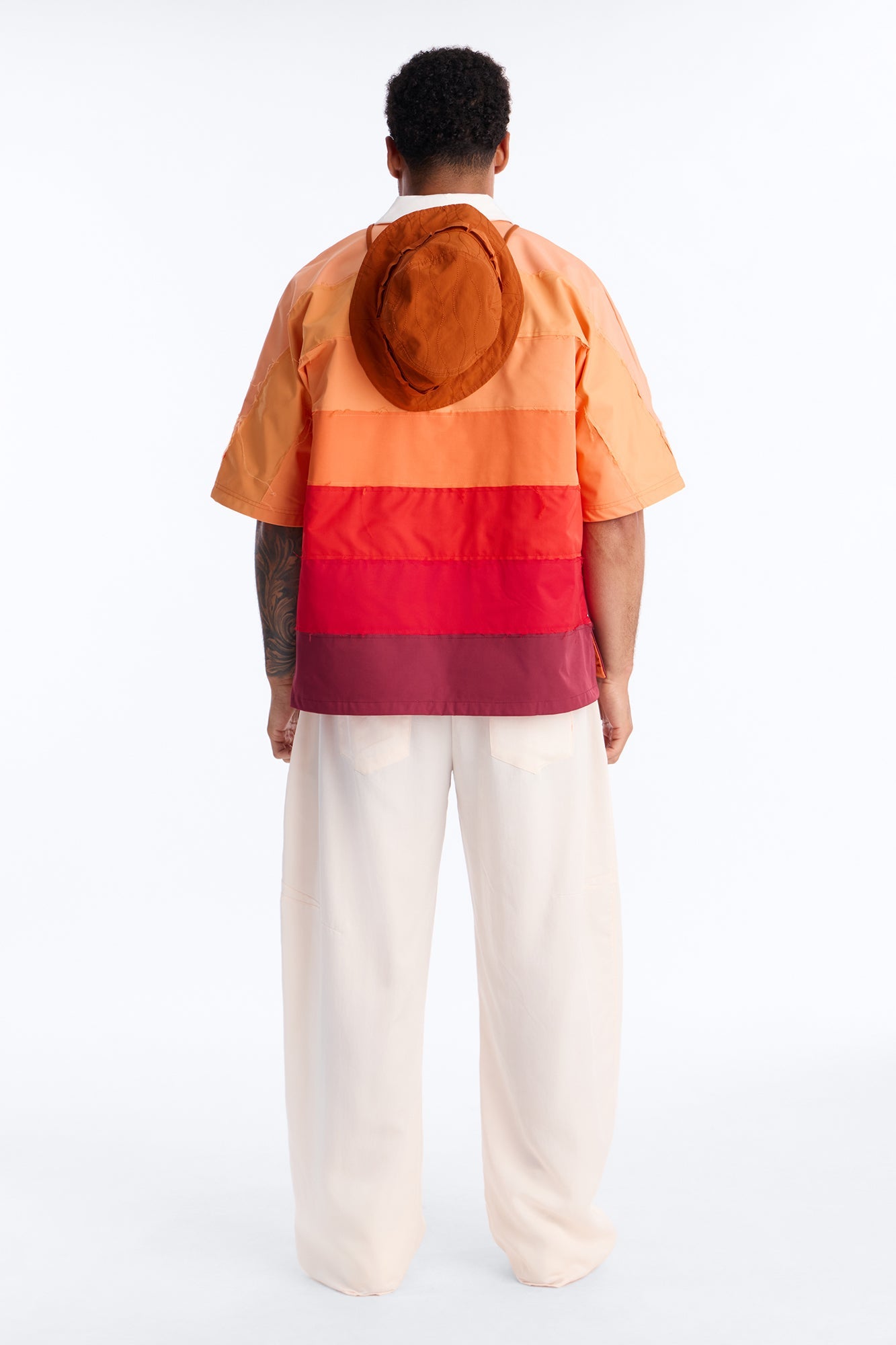 Oversized Frayed Zip Collar Polo - Orange Fashion Nova