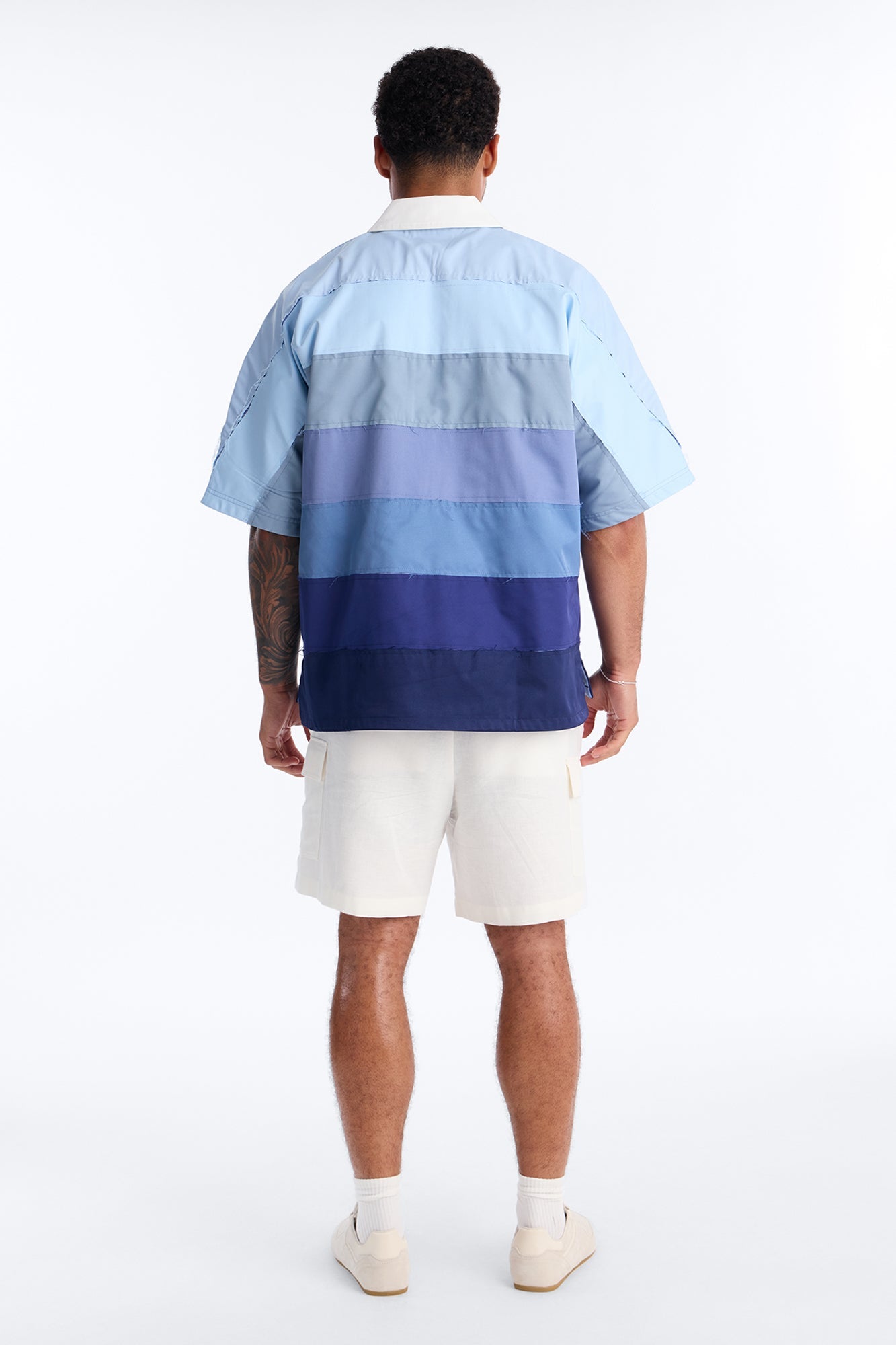 Oversized Frayed Zip Collar Polo - Blue Fashion Nova