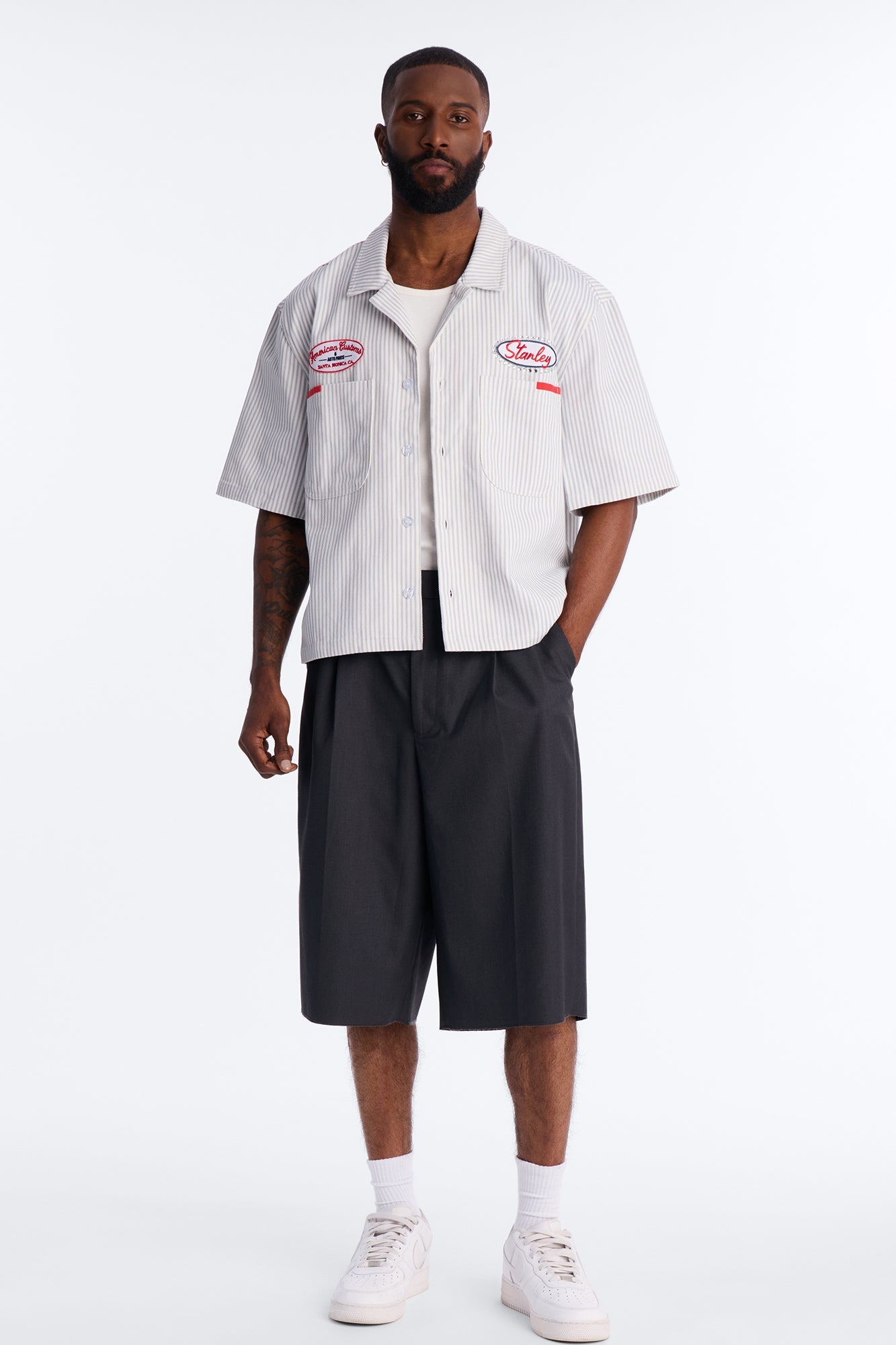 Cropped Tune Up Mechanic Shirt - Blue Fashion Nova
