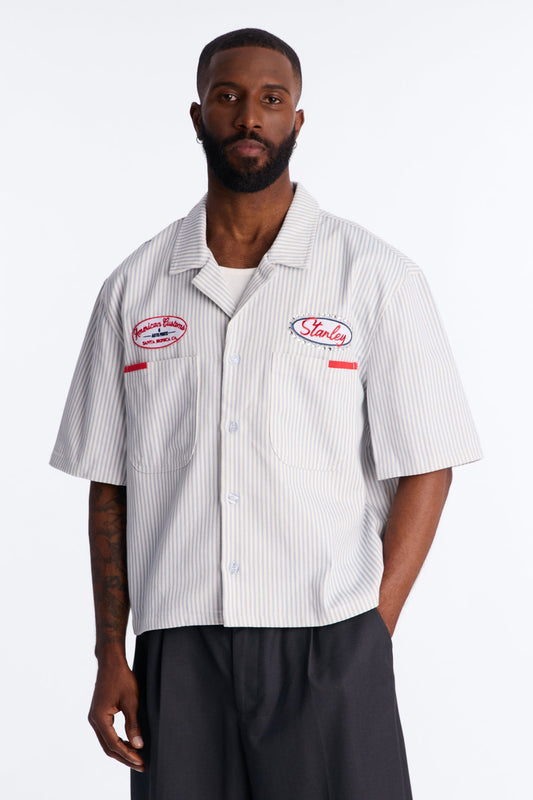 Cropped Tune Up Mechanic Shirt - Blue Fashion Nova
