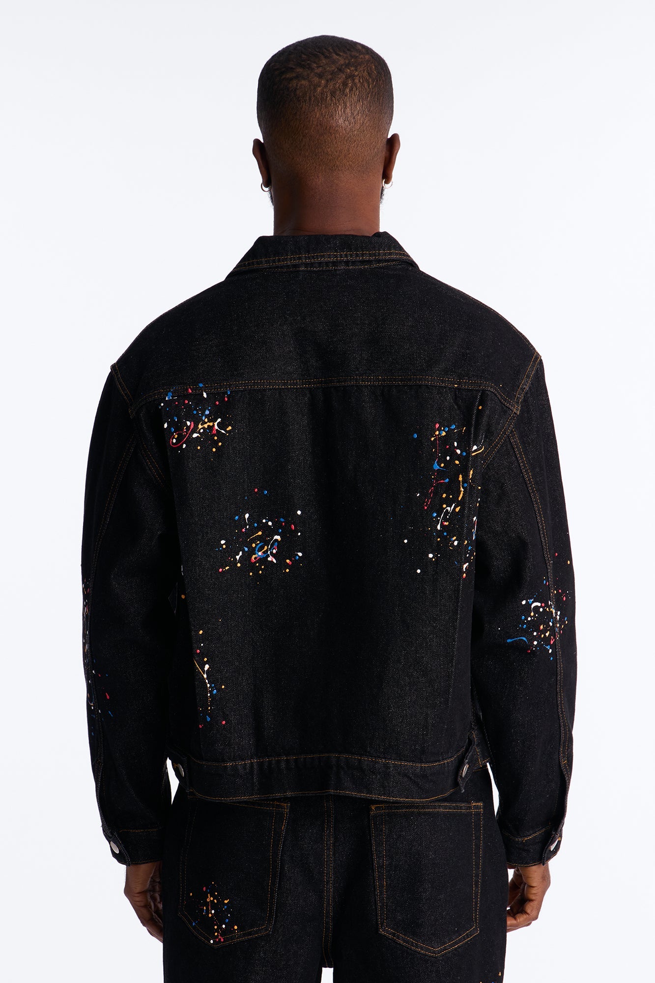 Studio Paint Denim Trucker Jacket - Dark Wash Fashion Nova
