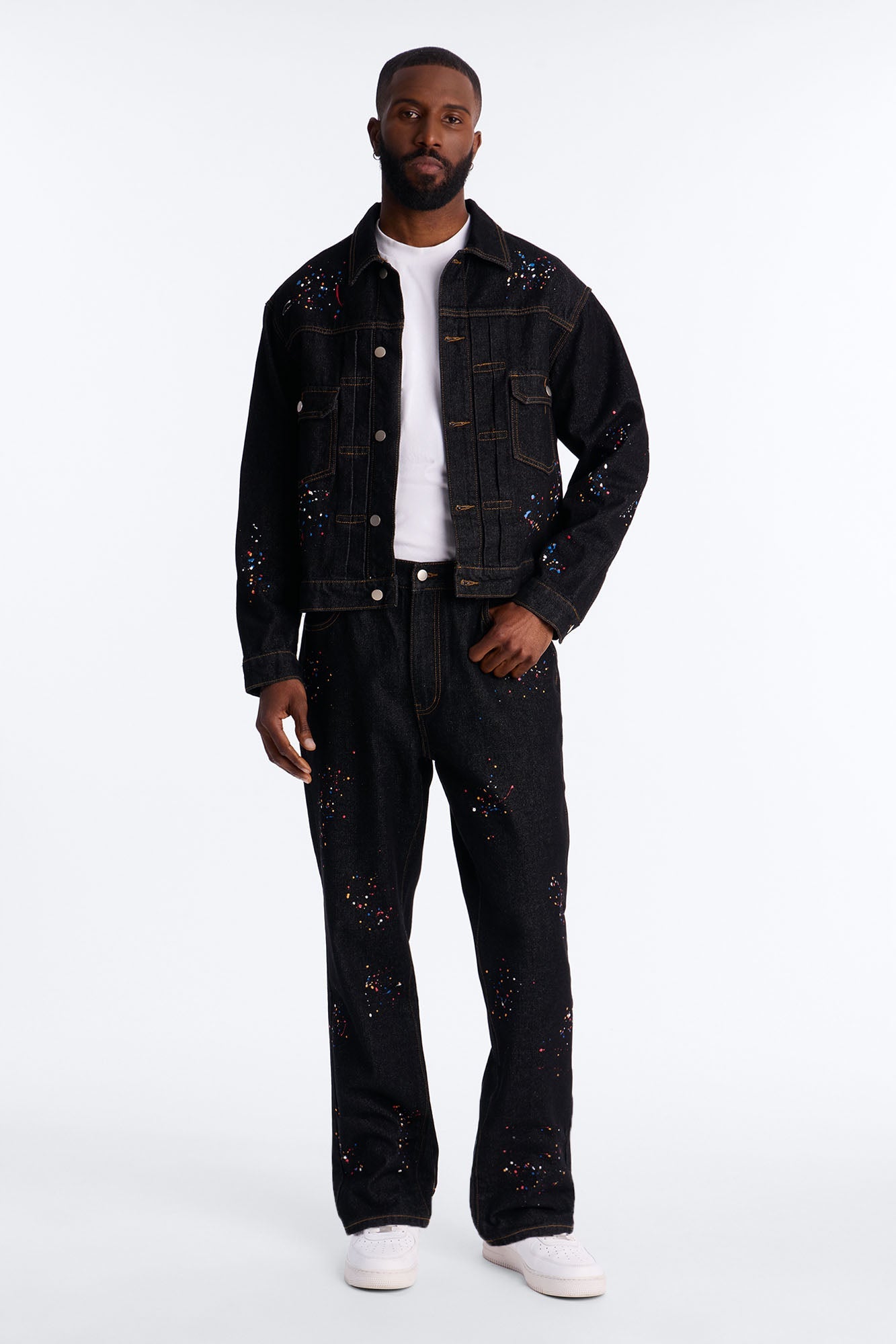Slim Studio Paint Jeans - Dark Wash Fashion Nova