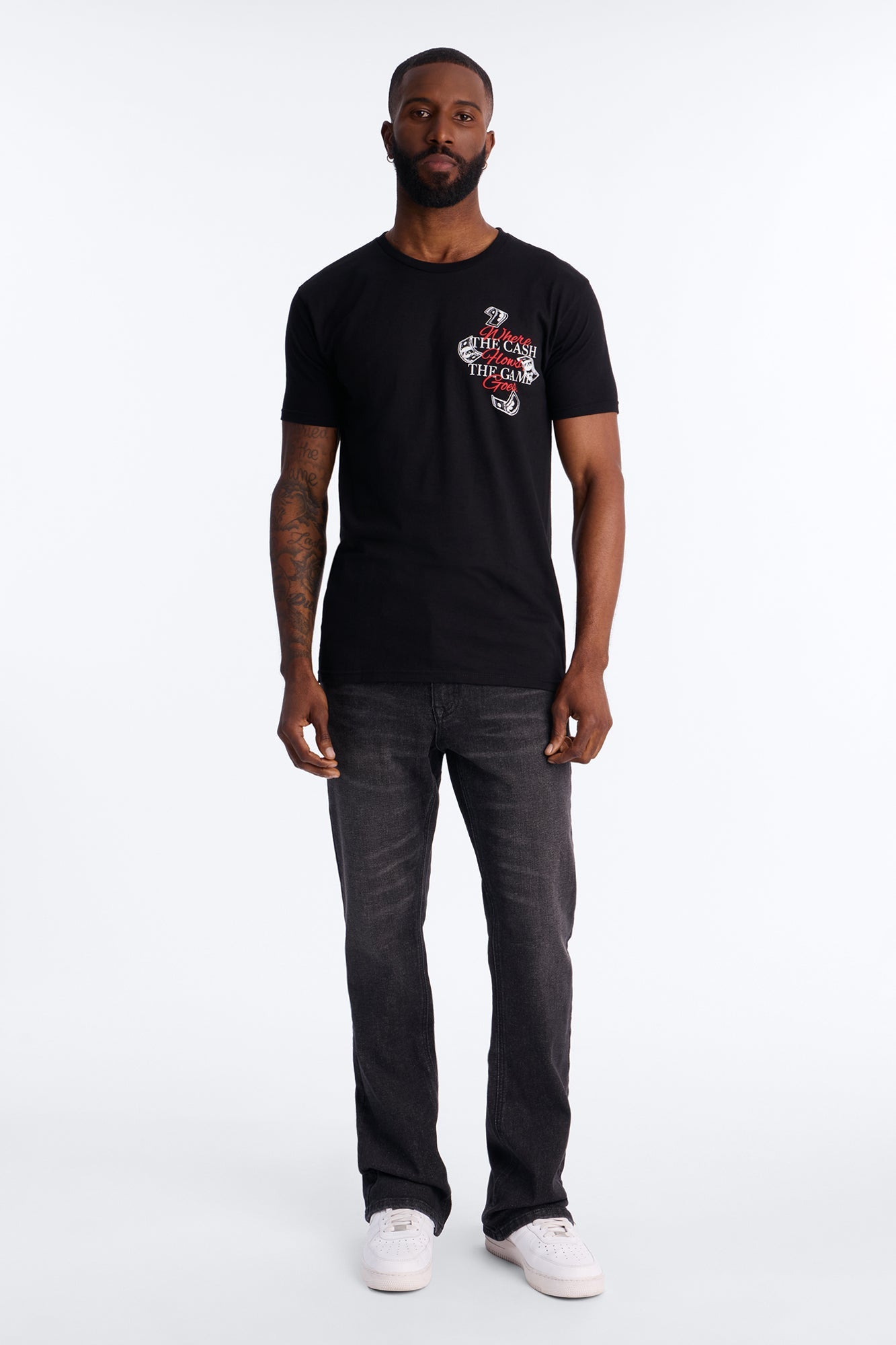 Money Talks Puff Print Short Sleeve Tee - Black Fashion Nova