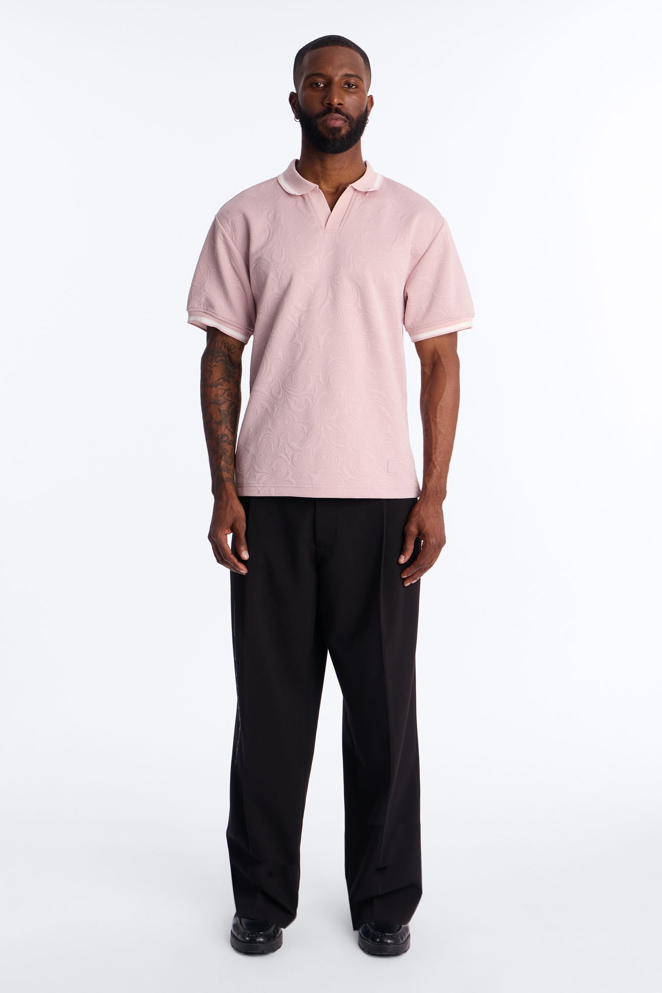 Saints Floral Johnny Collar Polo - Mauve Fashion Nova