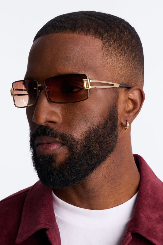 Gridlock Steel Square Sunglasses - Brown Fashion Nova
