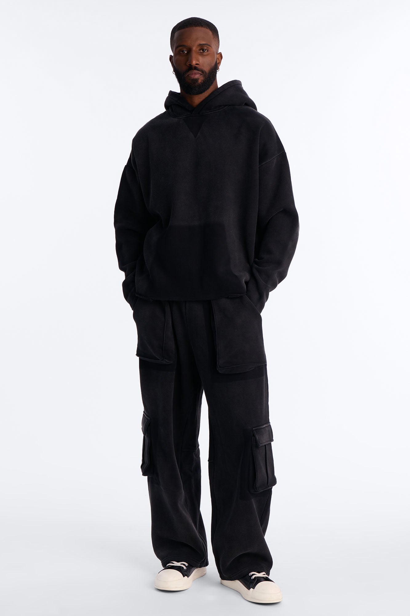Baggy Cargo Drip Washed Sweatpants - Black Wash Fashion Nova