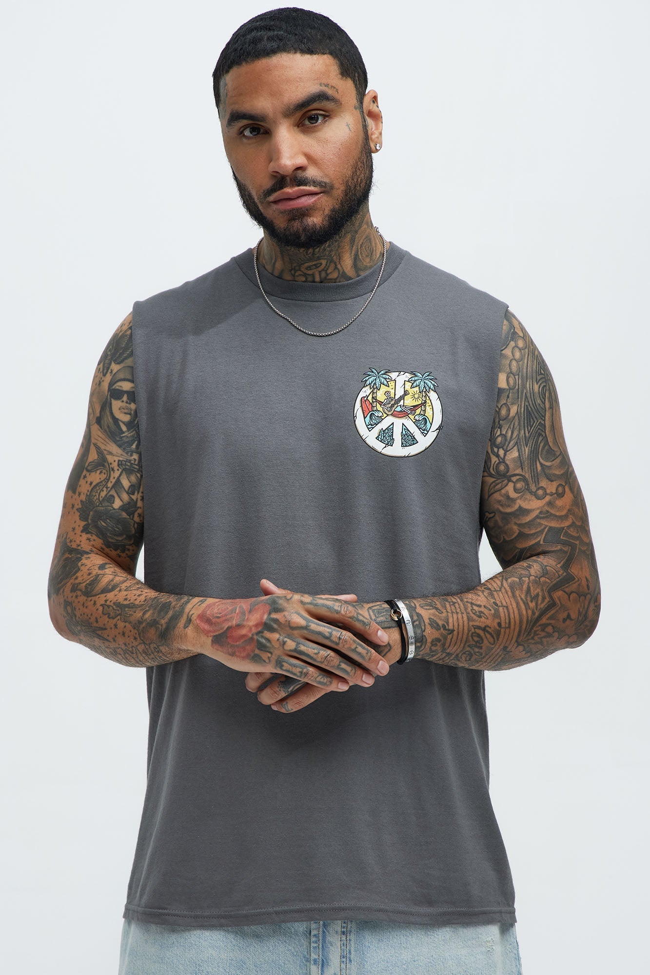 Paradise Found Muscle Tee - Charcoal Fashion Nova