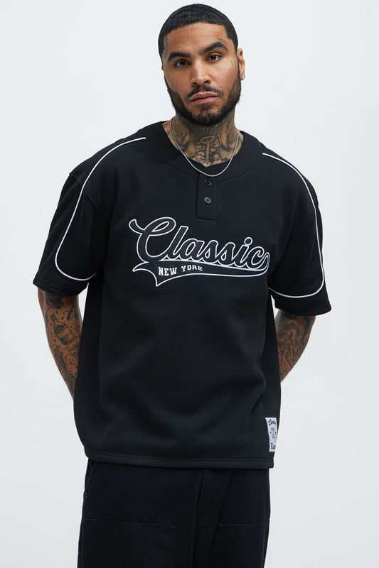 Classic New York Short Sleeve Henley - Black Fashion Nova