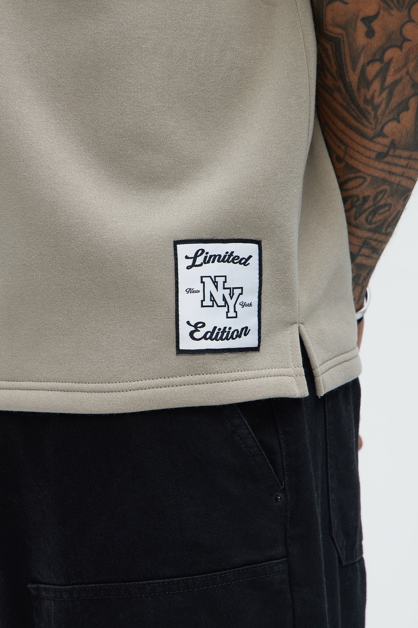 Classic New York Short Sleeve Henley - Stone Fashion Nova