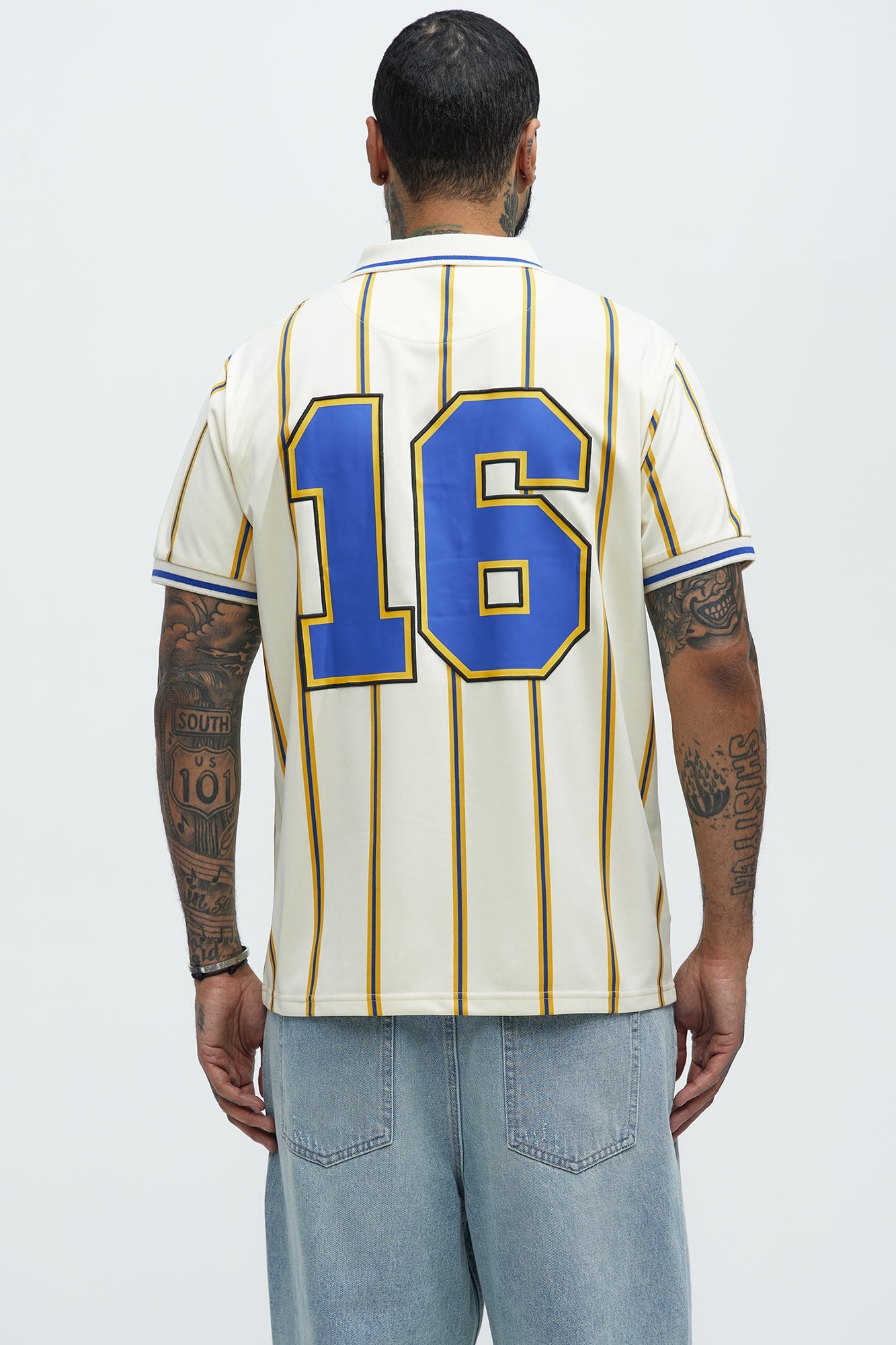 Los Angeles Striped Polo - Blue/combo Fashion Nova