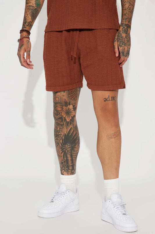 Dean Textured Short - Chocolate Fashion Nova