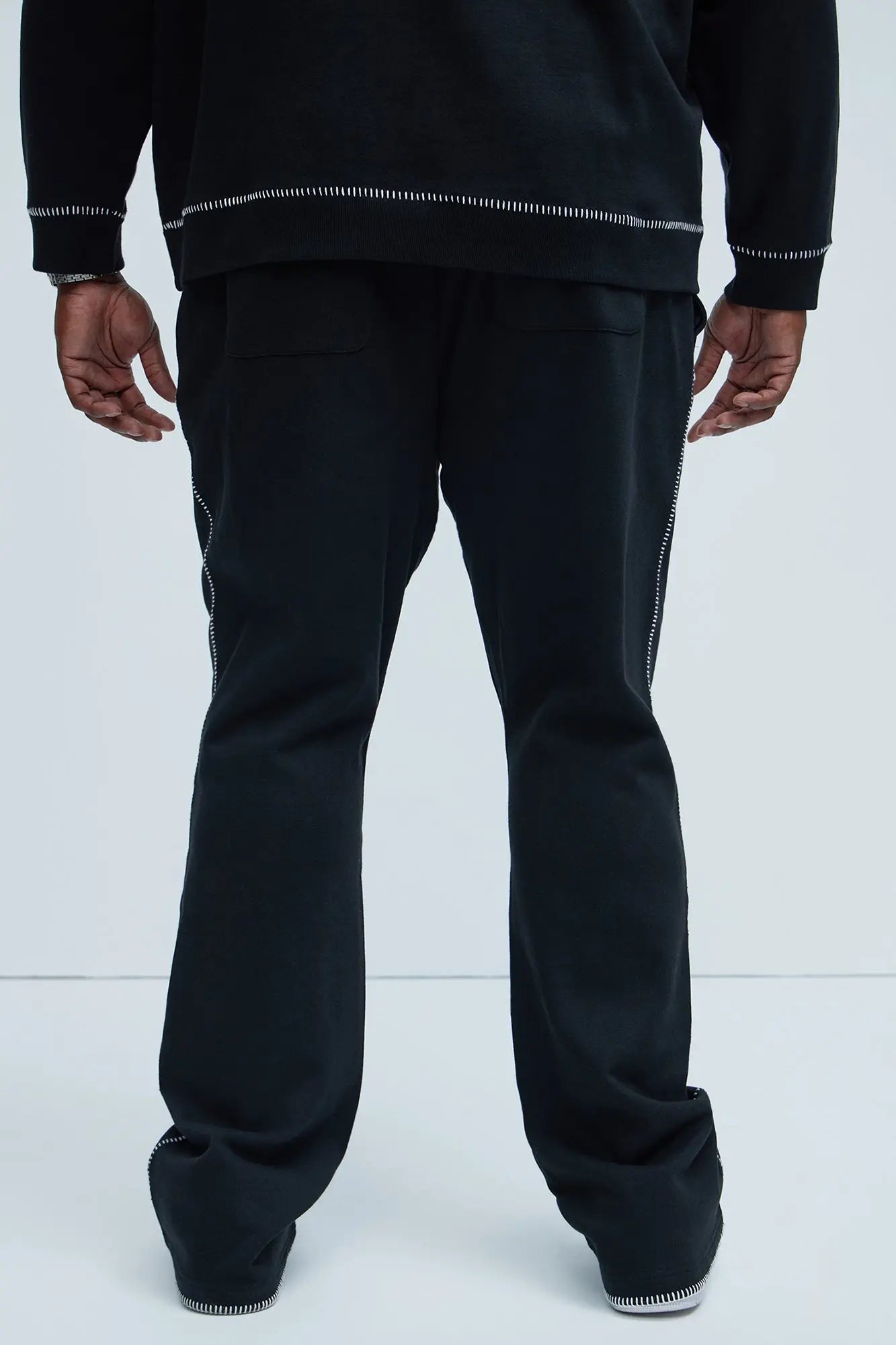 Tyson Stitch Skinny Flared Sweatpants - Black Fashion Nova