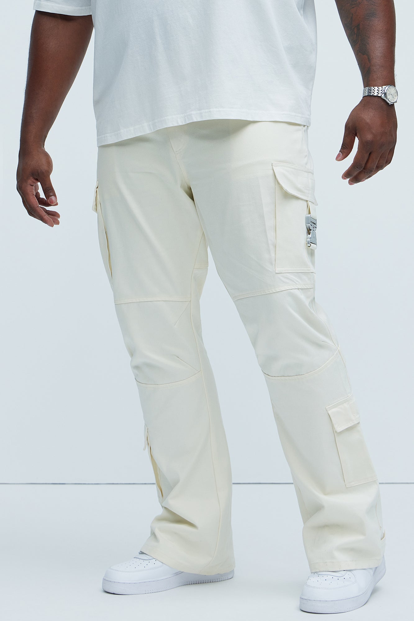 Nikko Slim Flare Pants - Cream Fashion Nova
