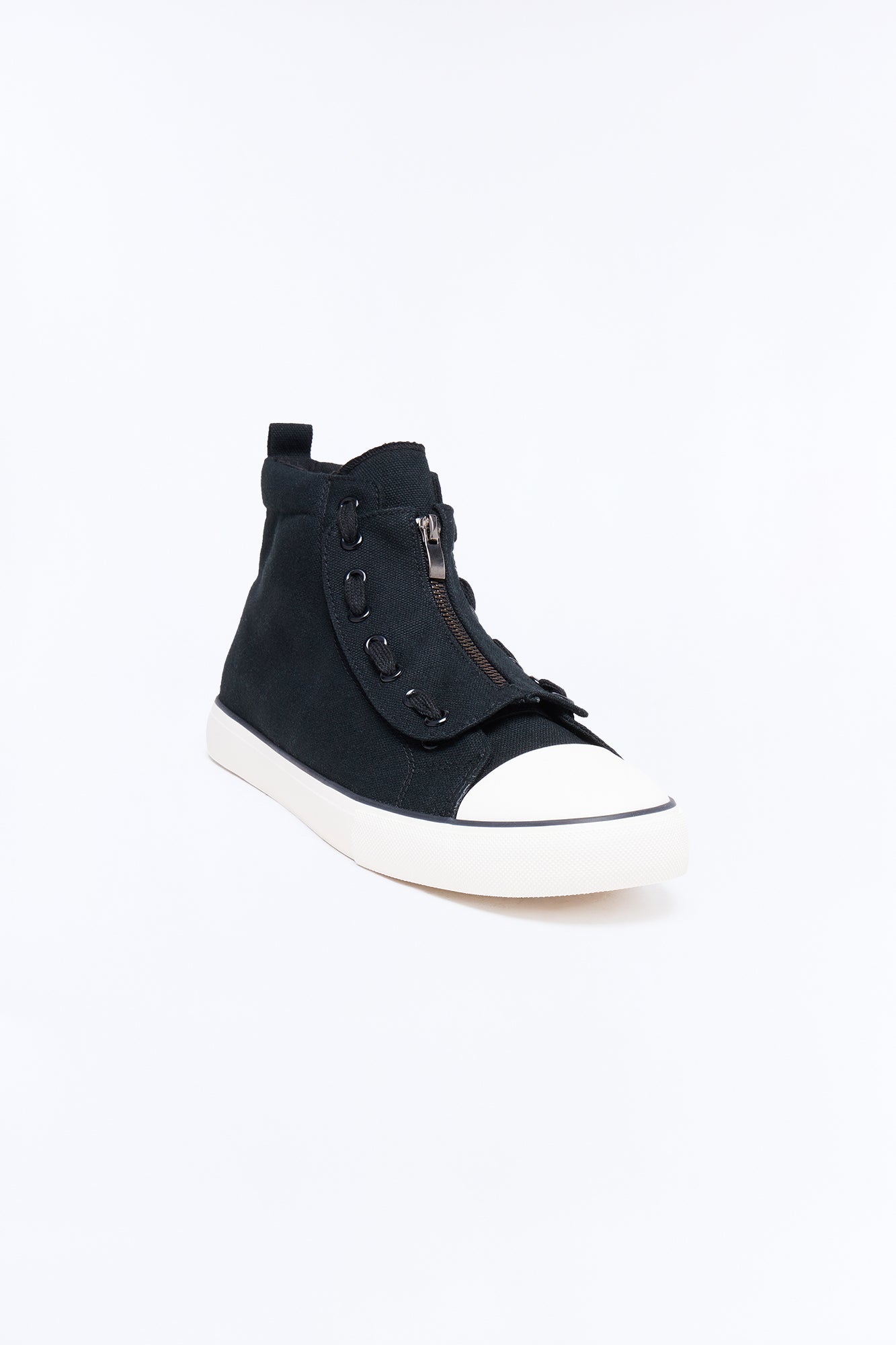 Canvas Mid Top Lace Up Sneaker - Black Fashion Nova