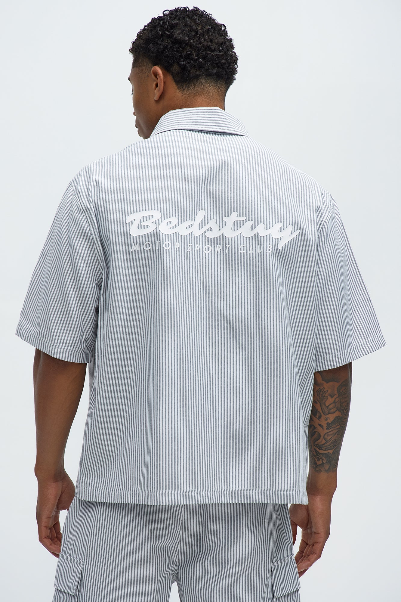 Cropped Bedstuy Patch Button Up Shirt - Black/White Fashion Nova