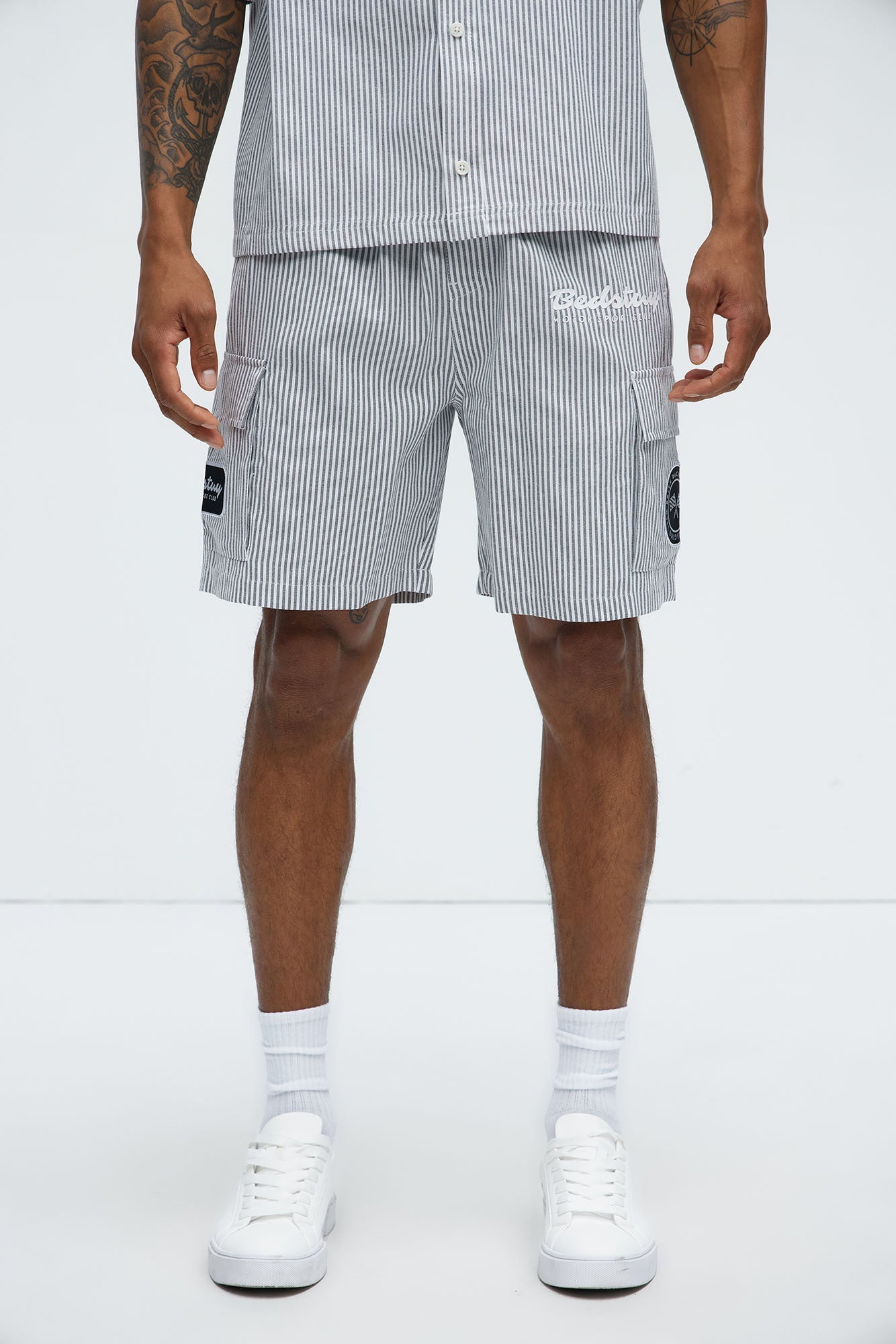 Bedstuy Patch Relaxed Shorts - Black/White Fashion Nova