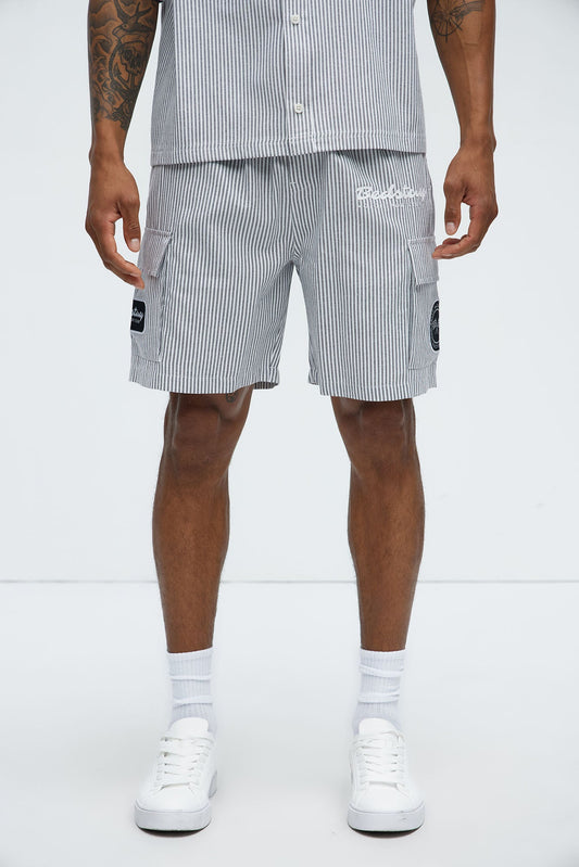 Bedstuy Patch Relaxed Shorts - Black/White Fashion Nova