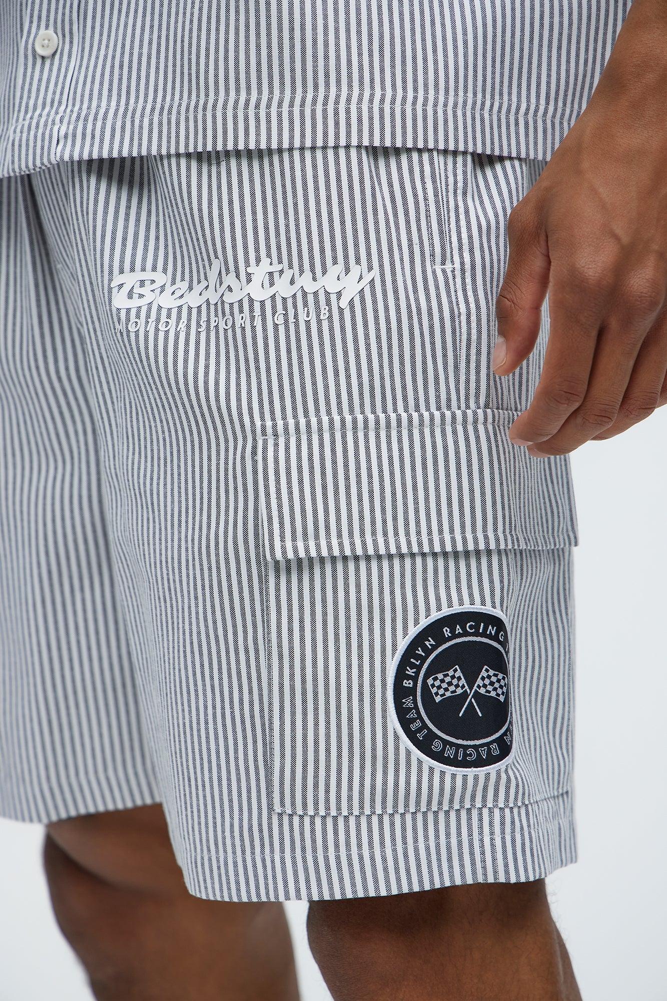 Bedstuy Patch Relaxed Shorts - Black/White Fashion Nova
