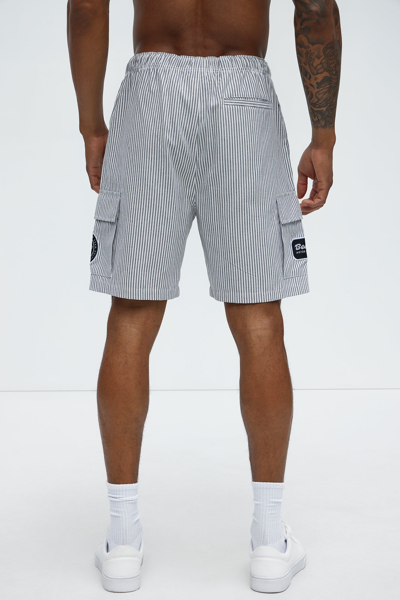 Bedstuy Patch Relaxed Shorts - Black/White Fashion Nova