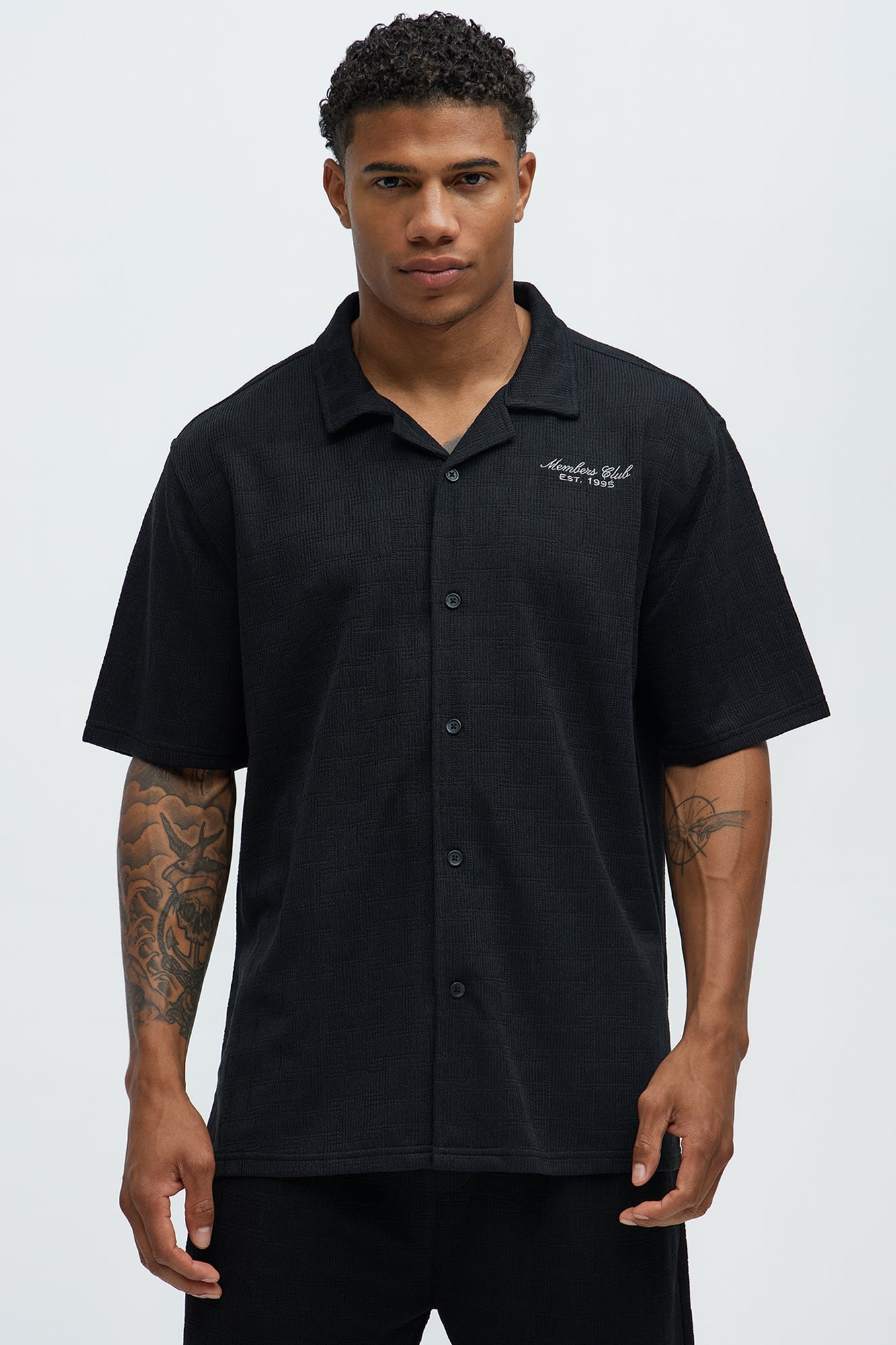 Vintage Short Sleeve Button Up Shirt - Black Fashion Nova