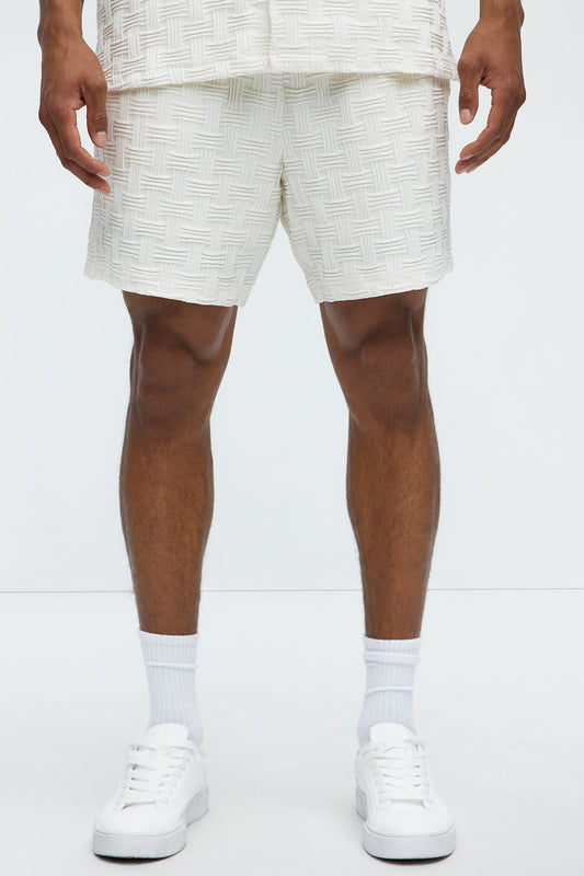 Criss Cross Textured Shorts - Cream Fashion Nova