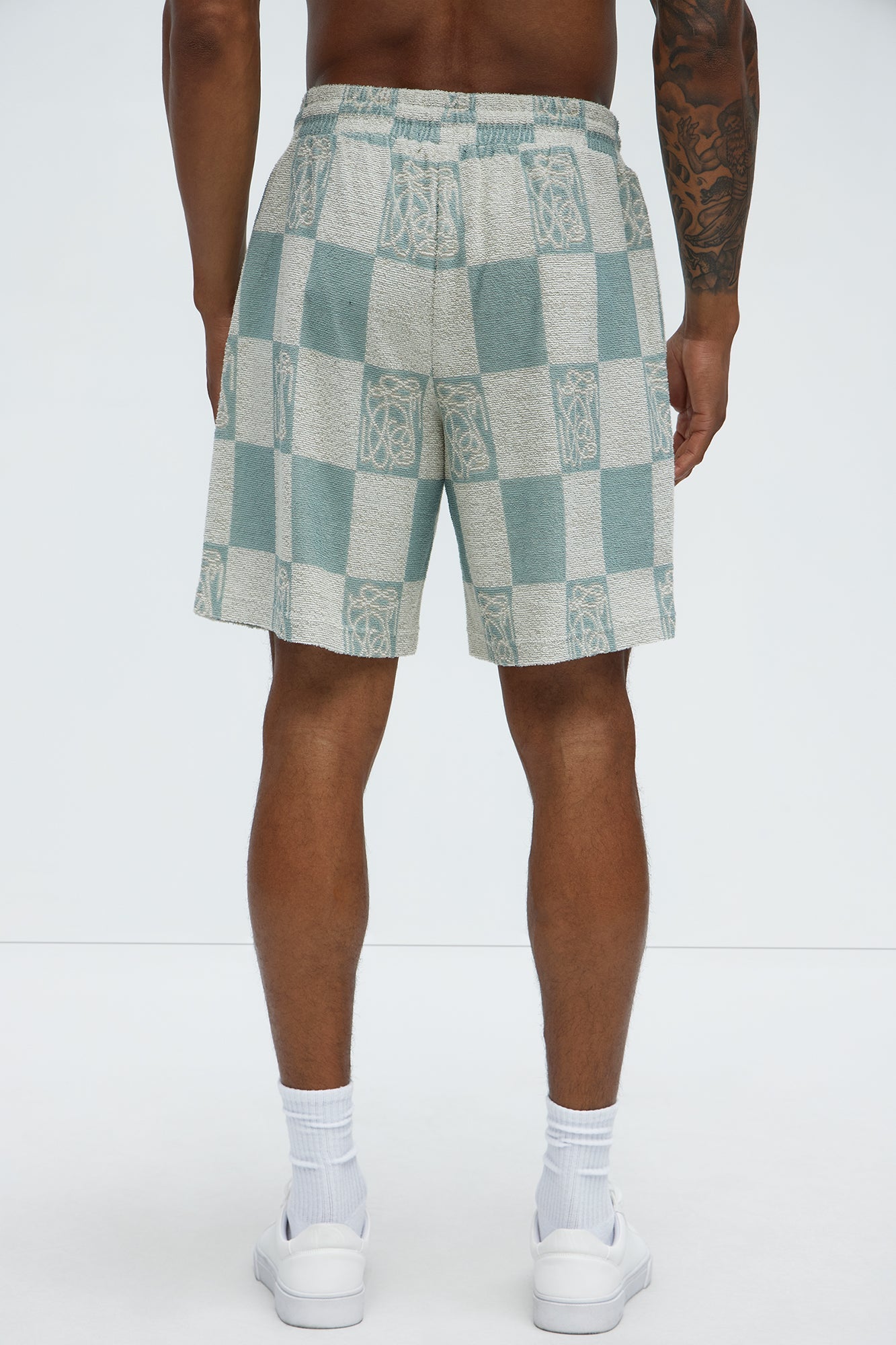 Checkered Relaxed Shorts - Blue/combo Fashion Nova
