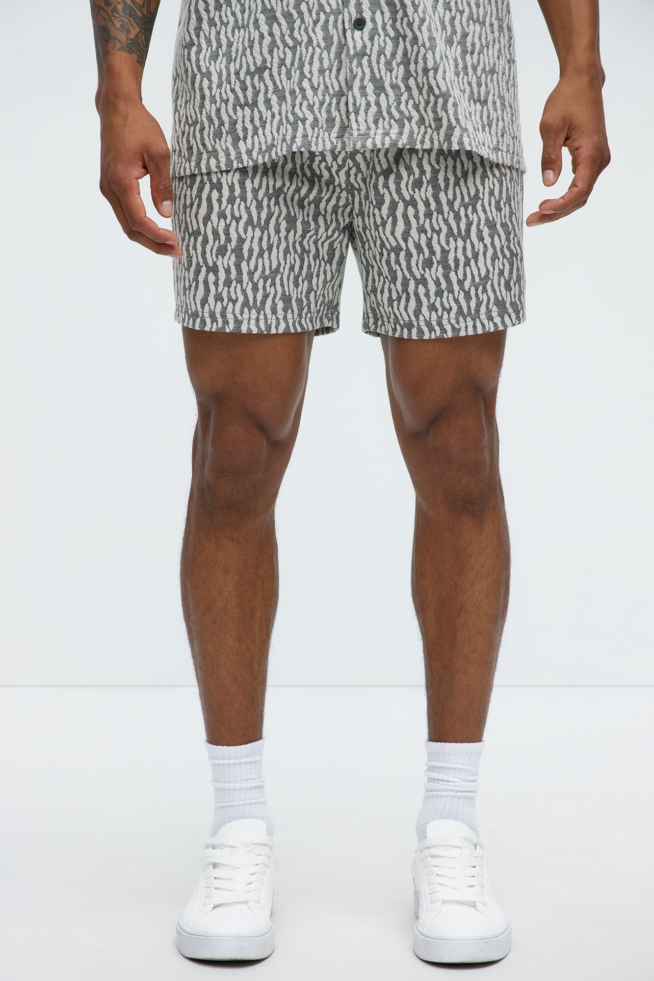 Havana Jacquard Relaxed Shorts - Grey Fashion Nova