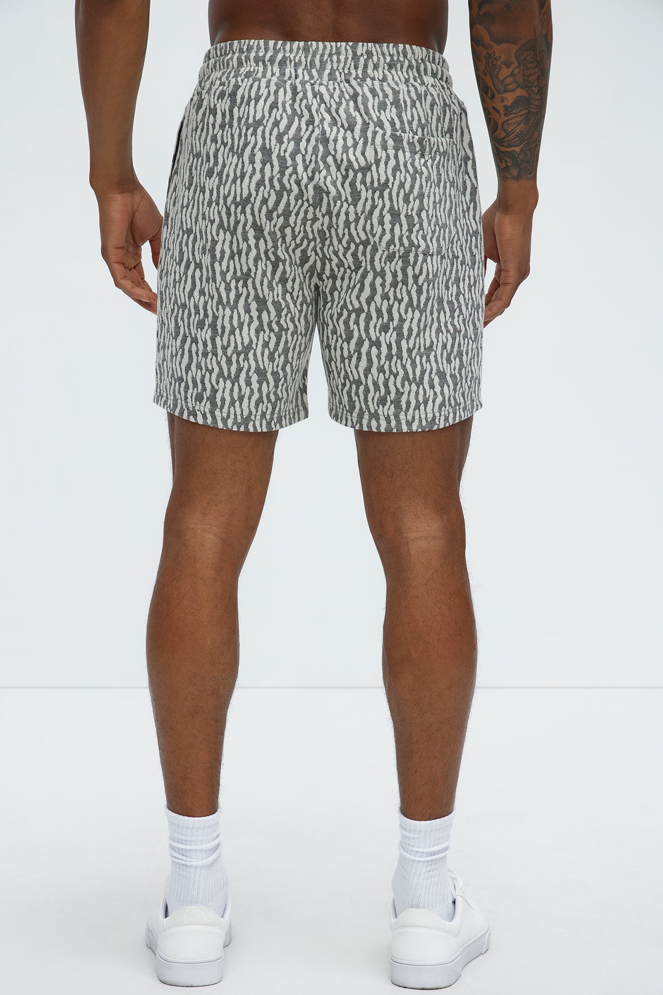 Havana Jacquard Relaxed Shorts - Grey Fashion Nova