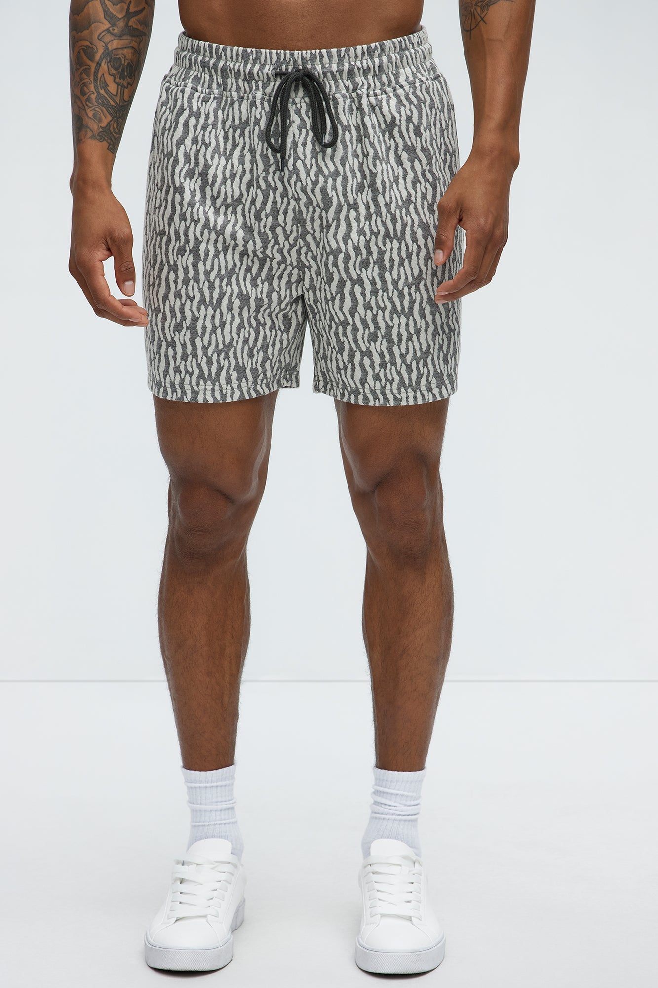 Havana Jacquard Relaxed Shorts - Grey Fashion Nova