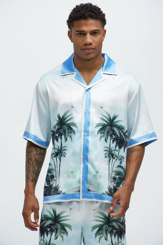 Cockatiel And Palm Resort Button Up Shirt - Multi Color Fashion Nova