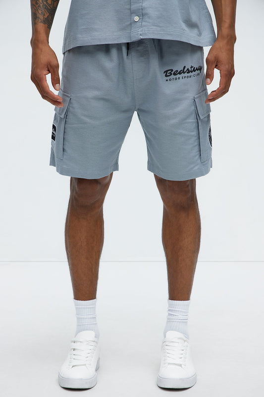Bedstuy Patch Relaxed Shorts - Light Blue Fashion Nova