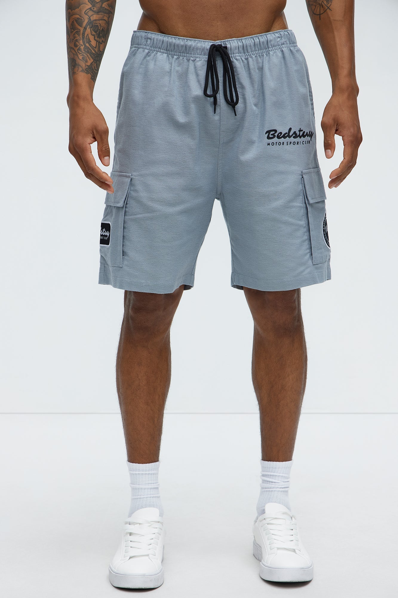 Bedstuy Patch Relaxed Shorts - Light Blue Fashion Nova