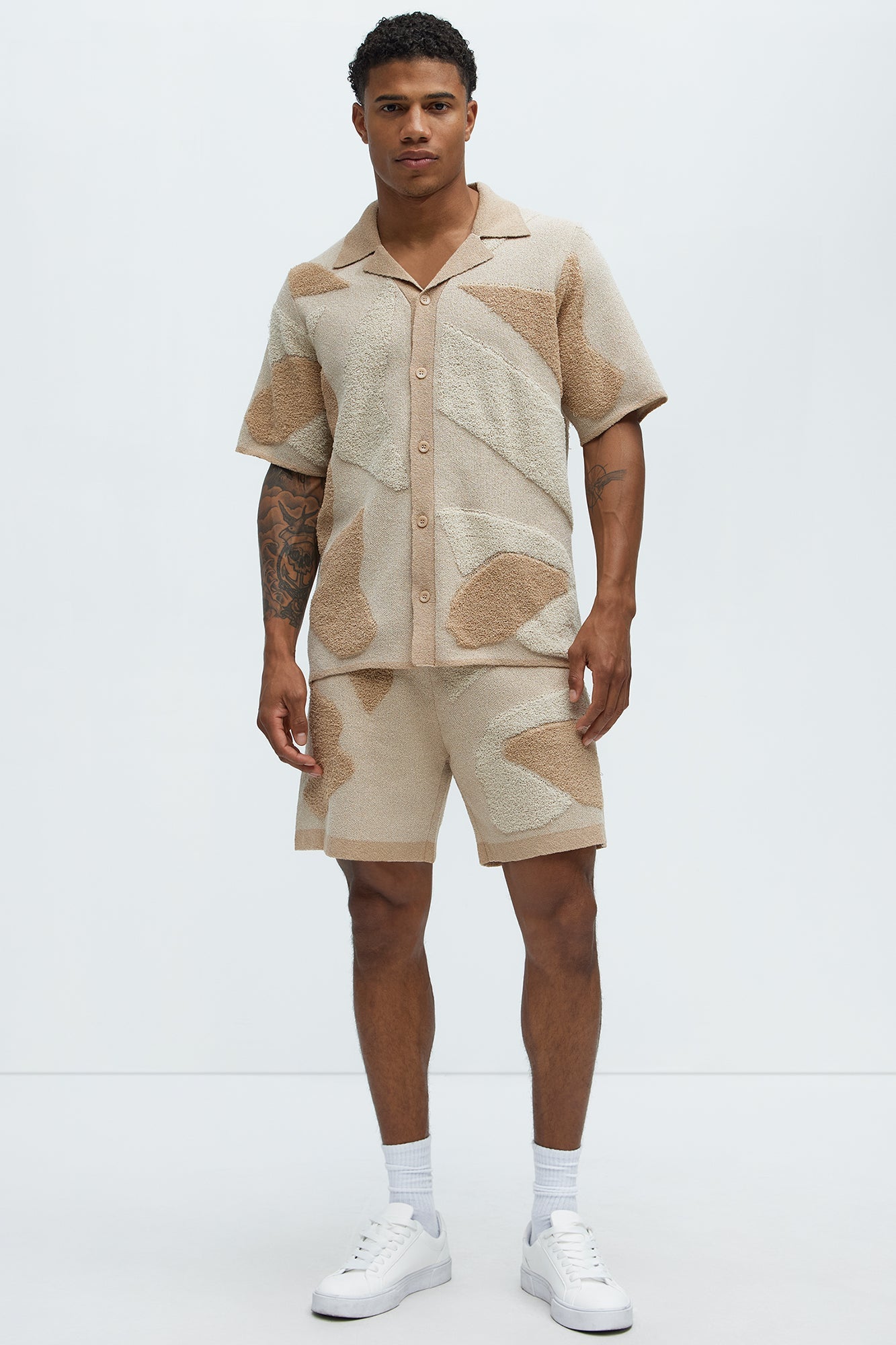 Auron Knitted Shorts - Off White Fashion Nova
