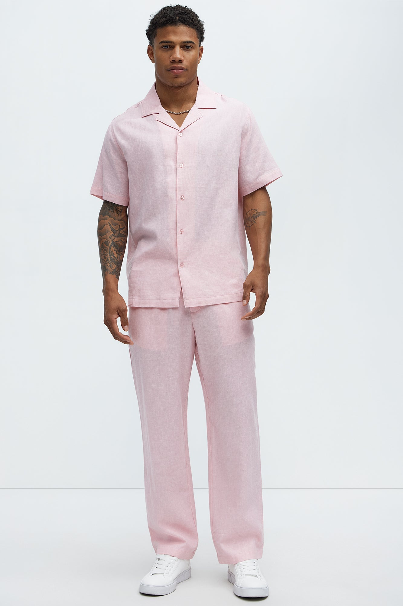 Bahamas Straight Linen Pants - Pink Fashion Nova