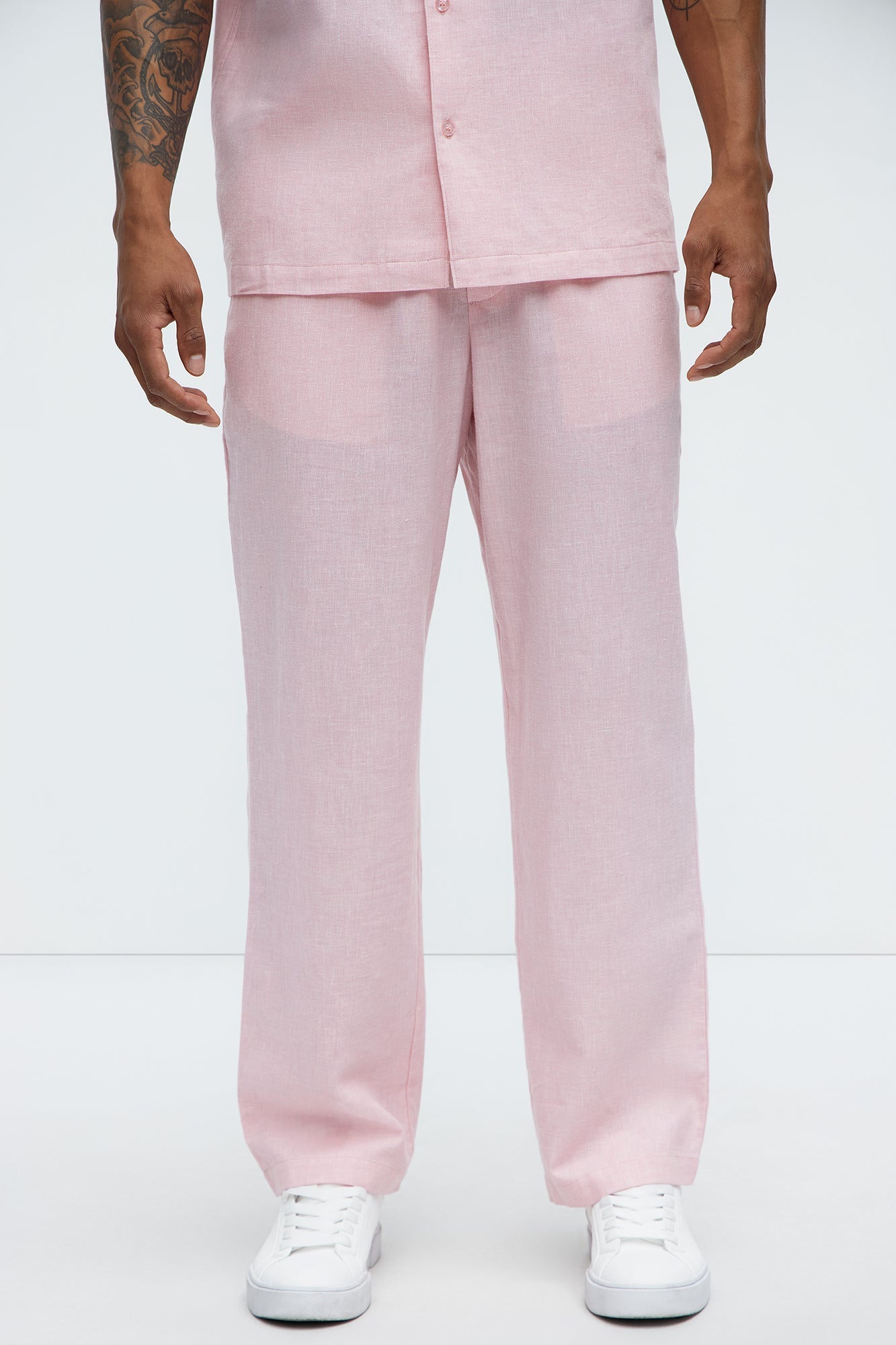 Bahamas Straight Linen Pants - Pink Fashion Nova