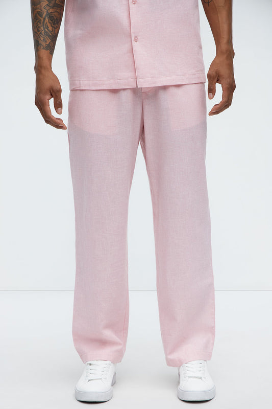 Bahamas Straight Linen Pants - Pink Fashion Nova