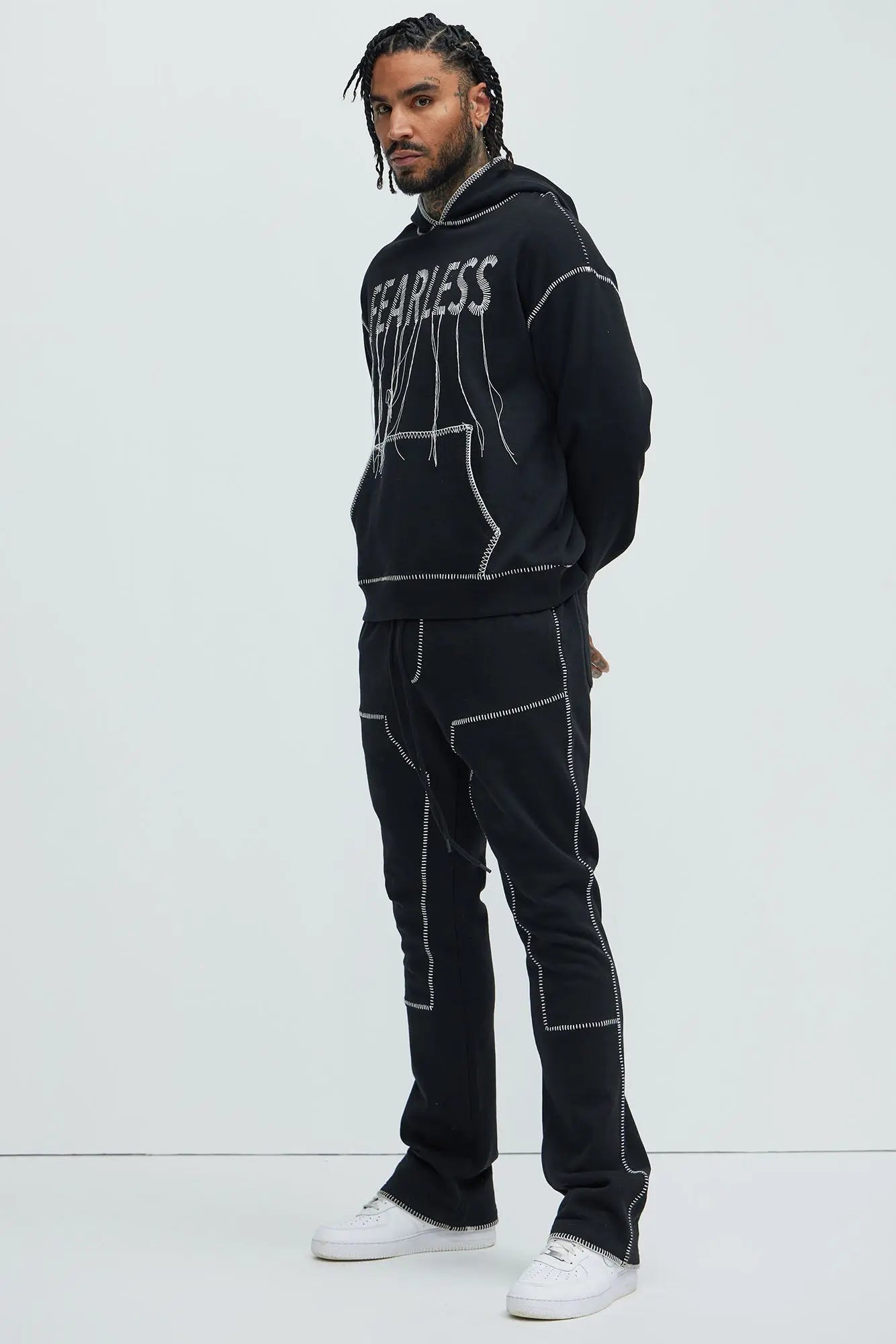 Tyson Stitch Skinny Flared Sweatpants - Black Fashion Nova