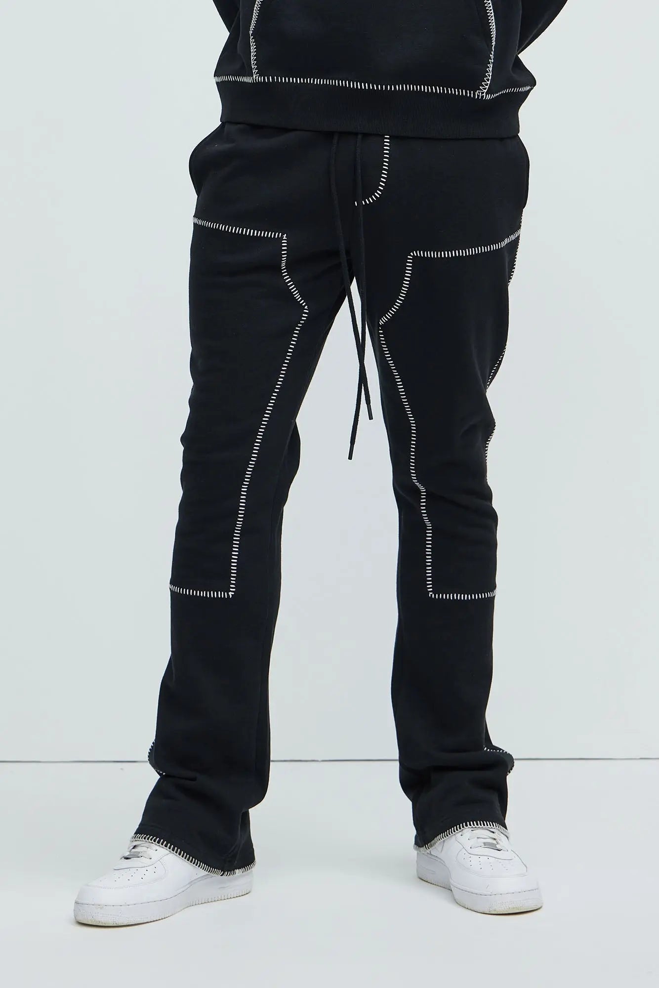 Tyson Stitch Skinny Flared Sweatpants - Black Fashion Nova