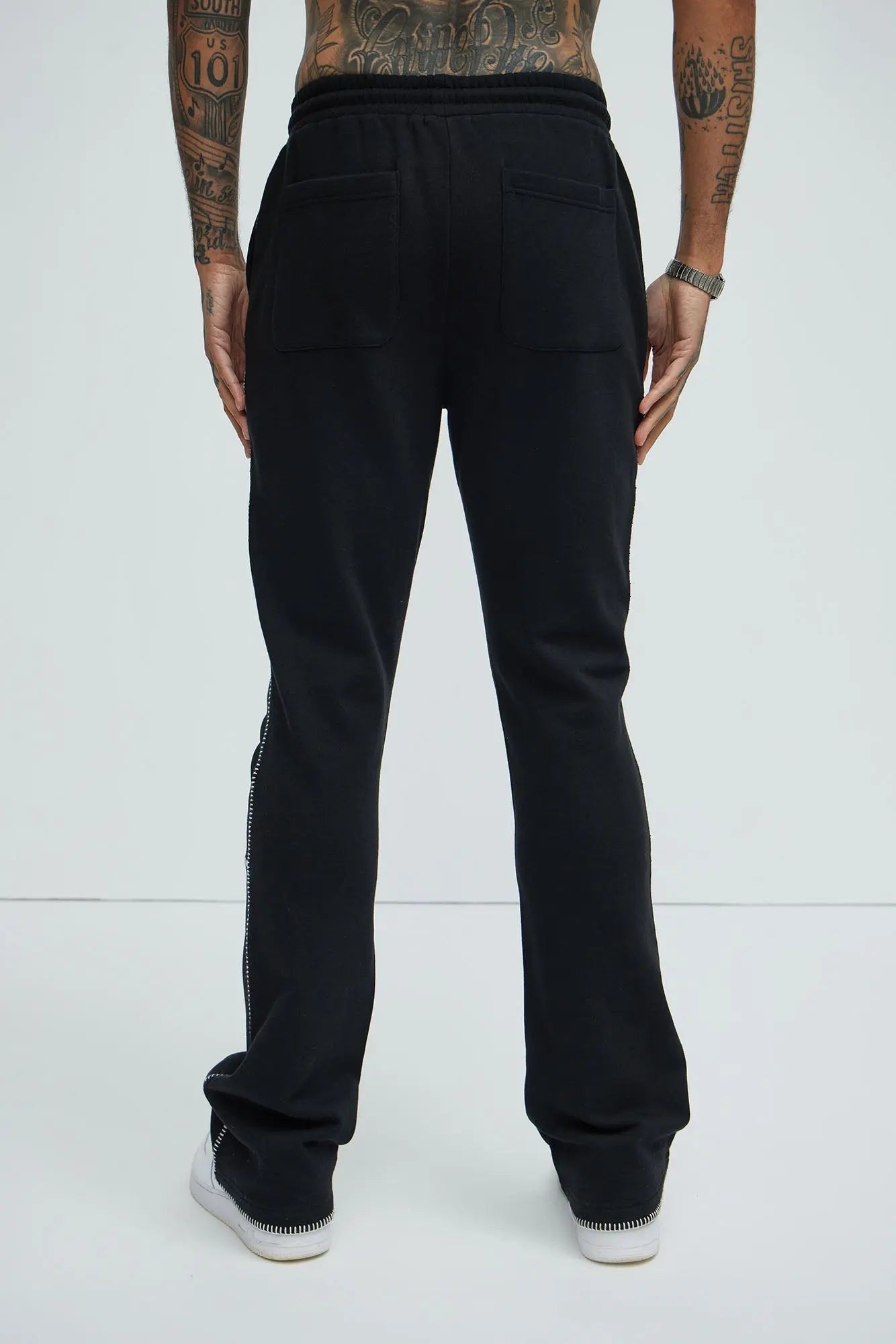 Tyson Stitch Skinny Flared Sweatpants - Black Fashion Nova