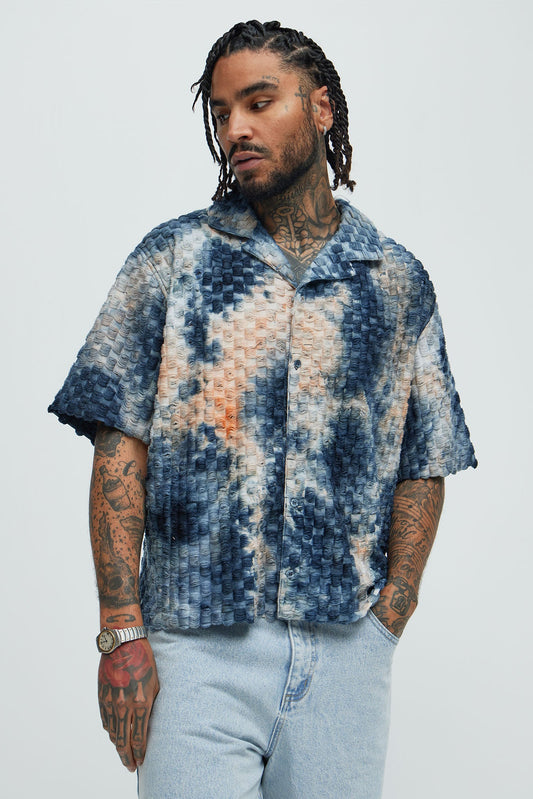 Crusin Textured Shirt - Blue/combo Fashion Nova