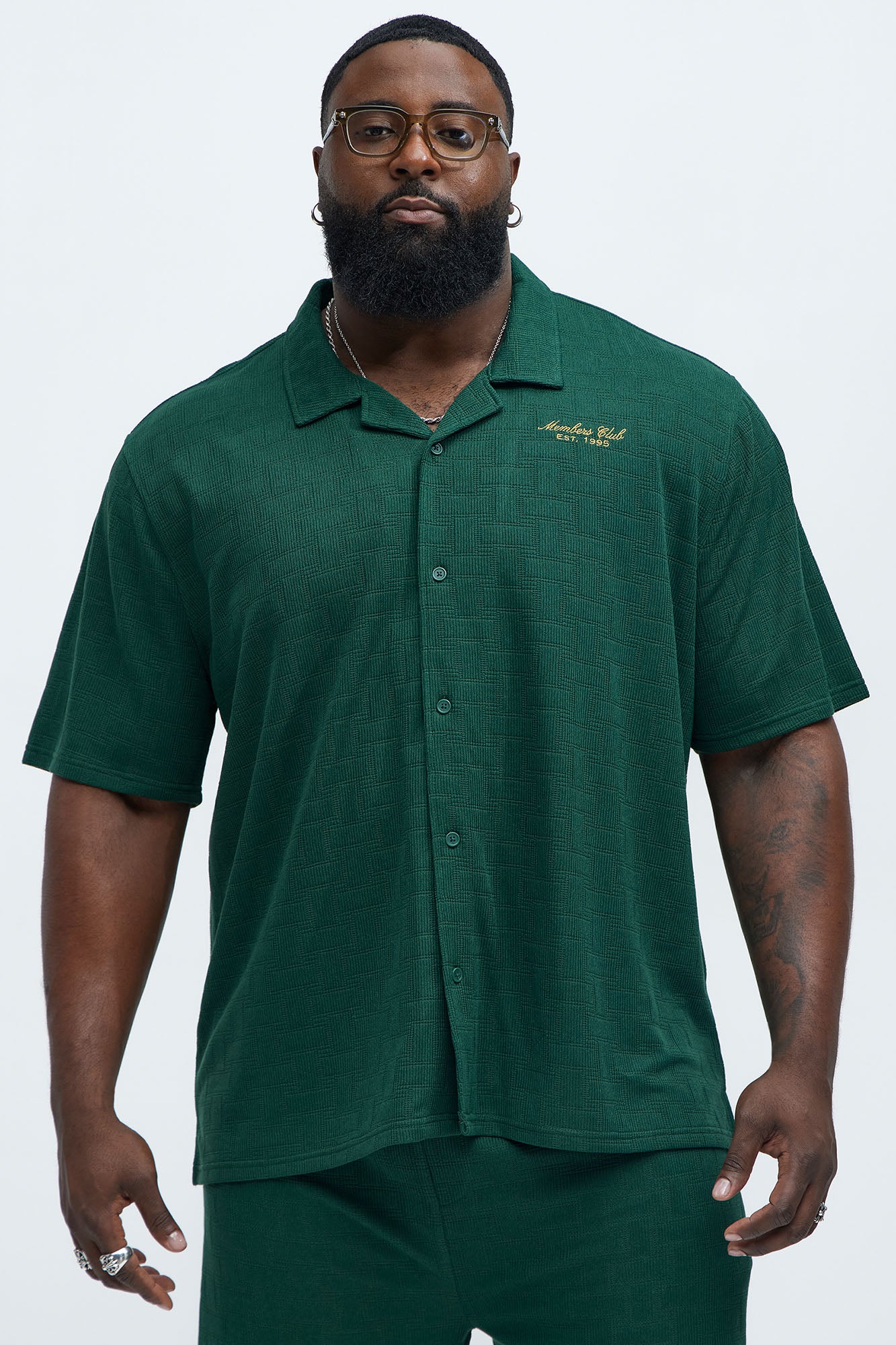 Vintage Short Sleeve Button Up Shirt - Hunter Green Fashion Nova