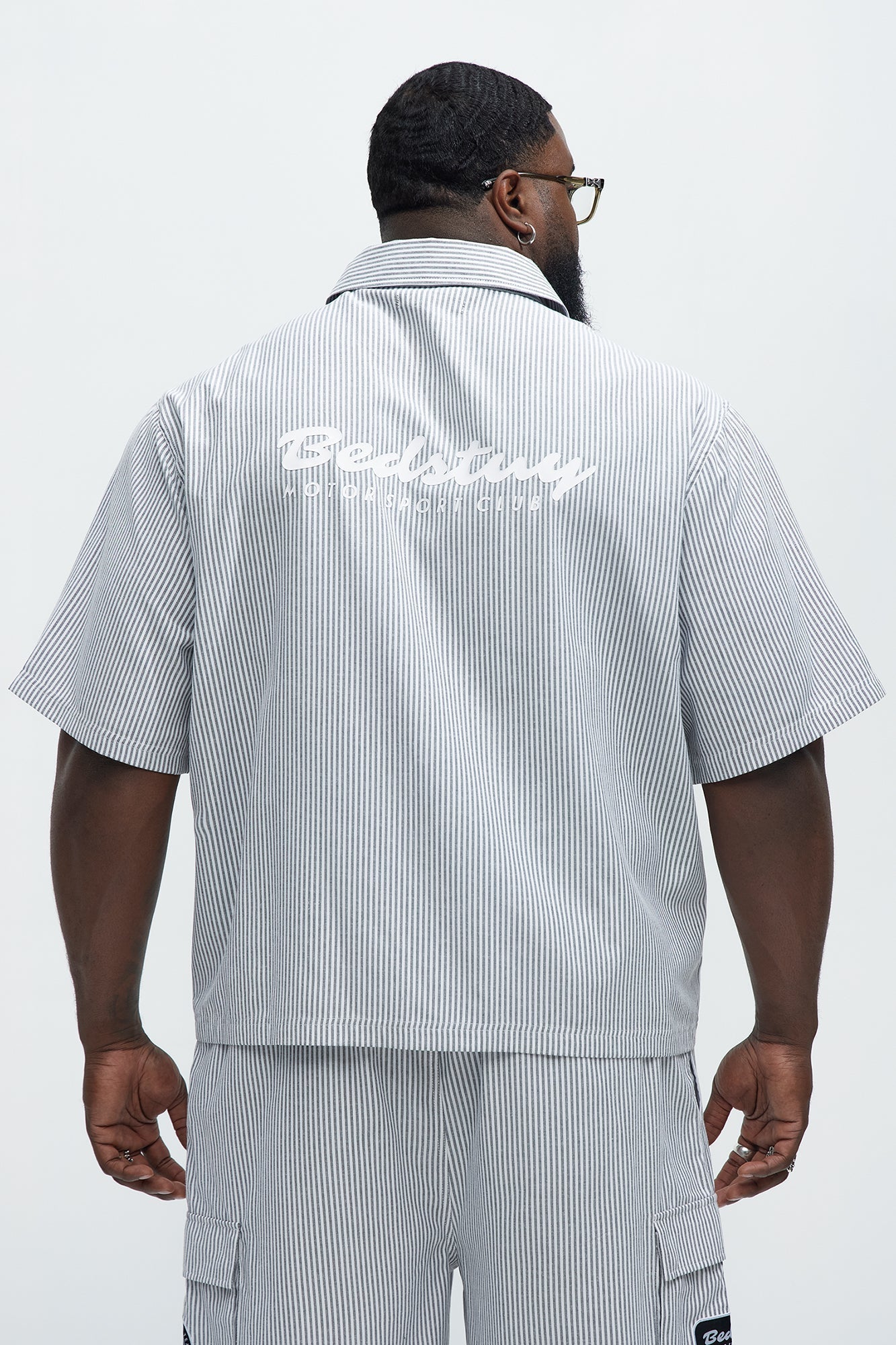 Cropped Bedstuy Patch Button Up Shirt - Black/White Fashion Nova