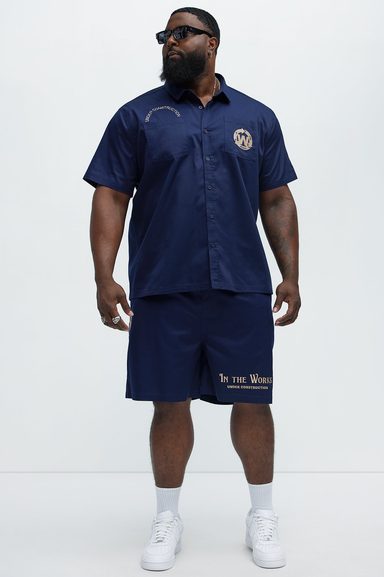 In The Works Short Sleeve Button Up Shirt - Navy Fashion Nova