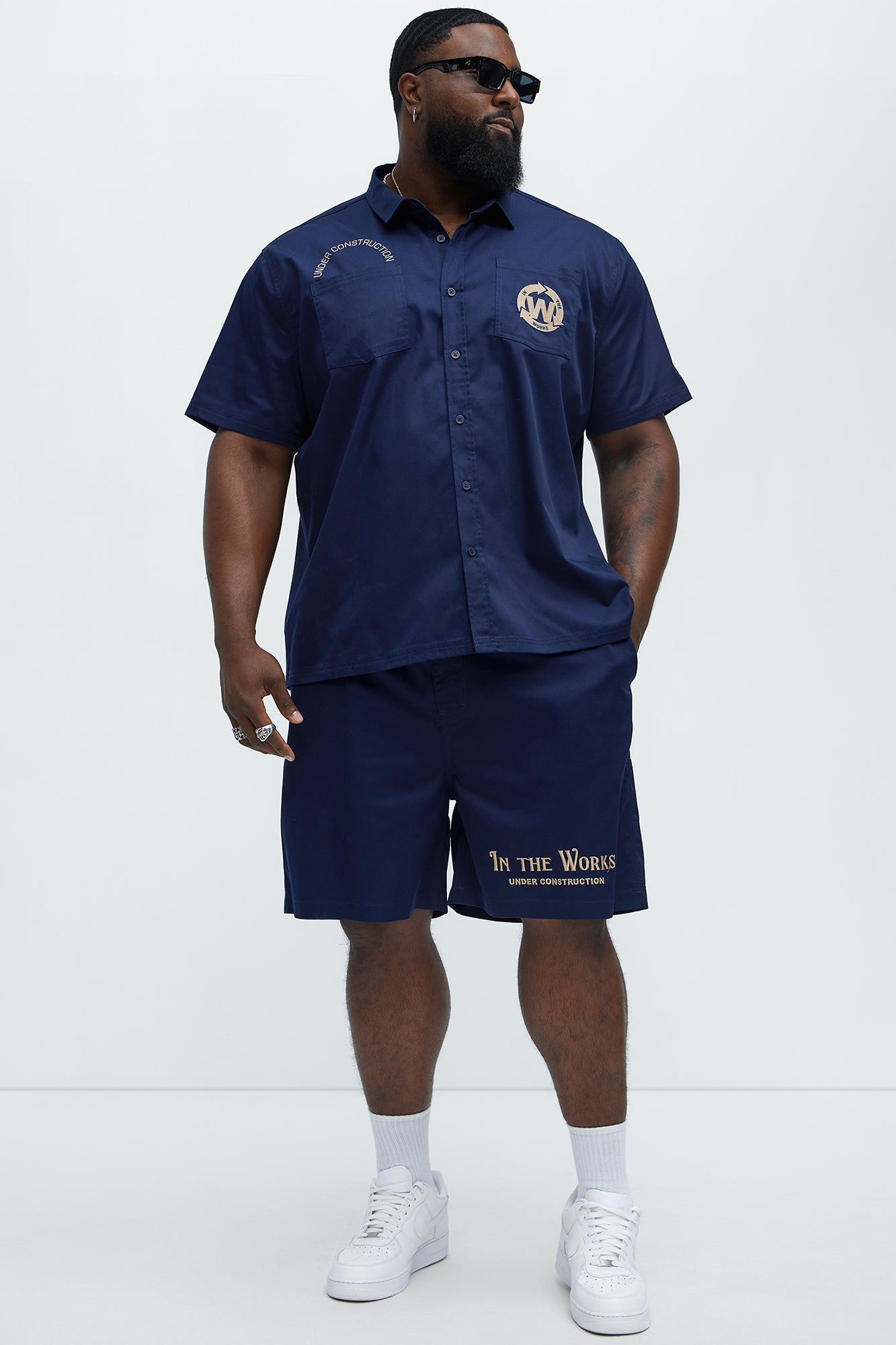 In The Works Relaxed Shorts - Navy Fashion Nova