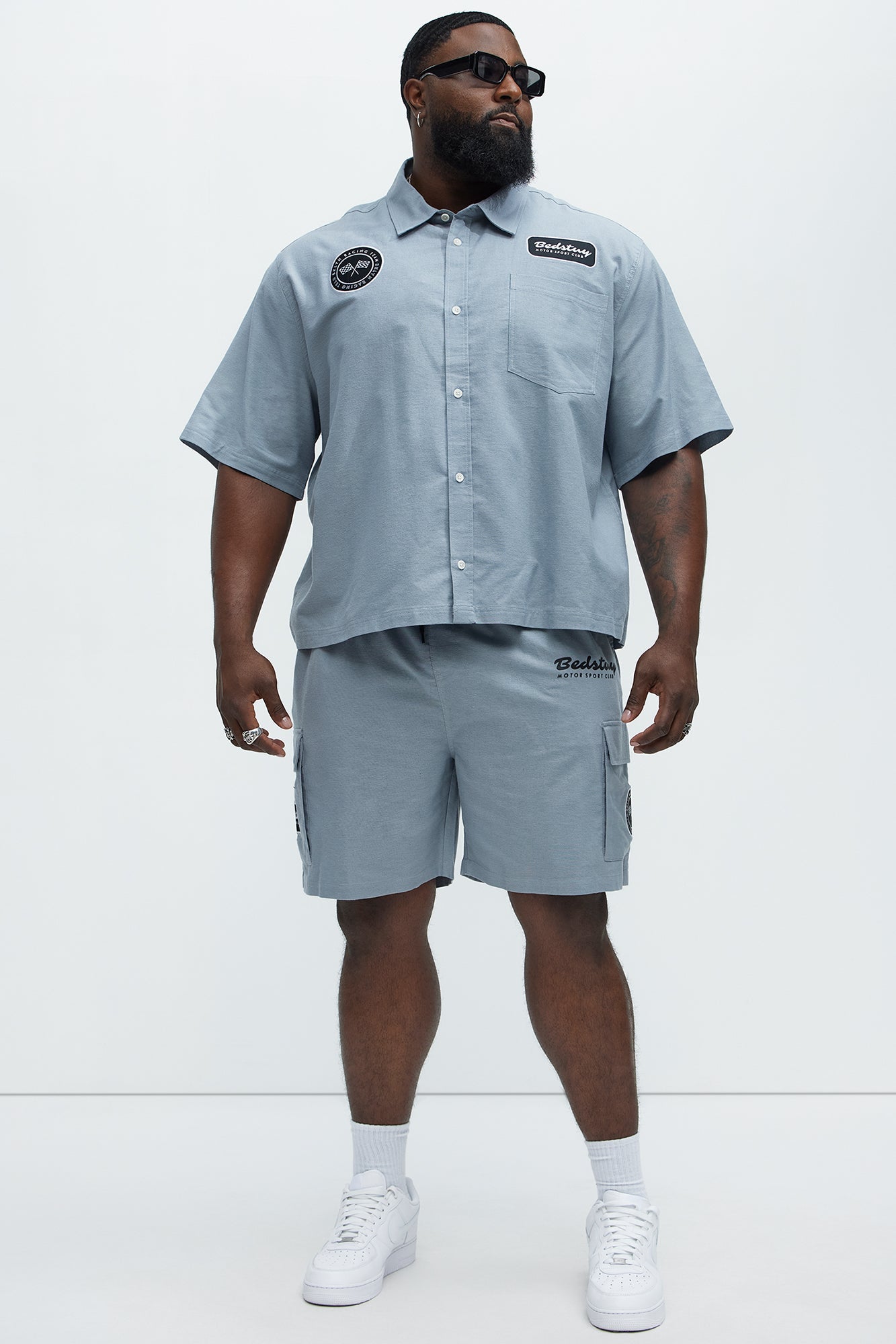 Bedstuy Patch Relaxed Shorts - Light Blue Fashion Nova
