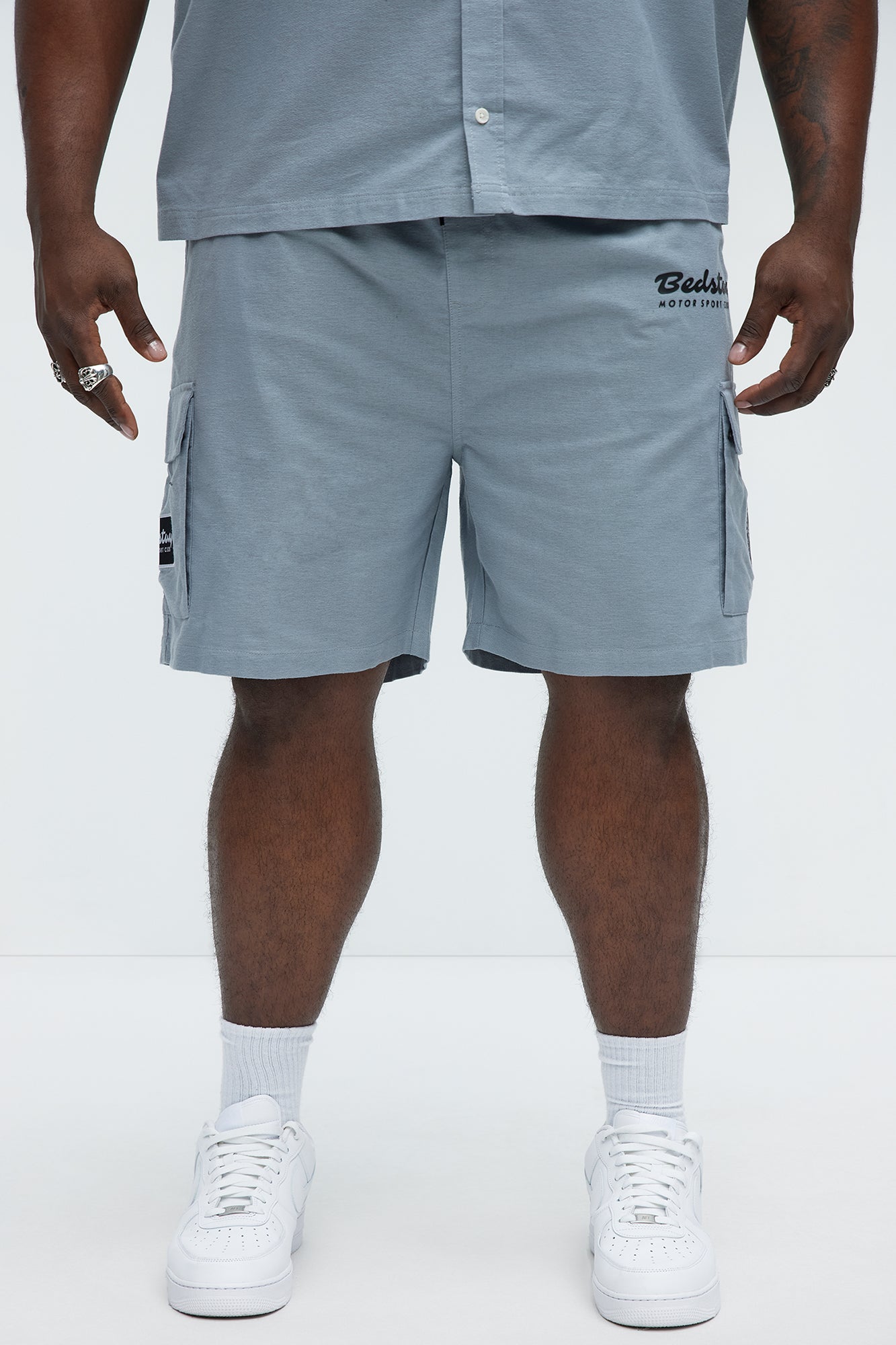 Bedstuy Patch Relaxed Shorts - Light Blue Fashion Nova