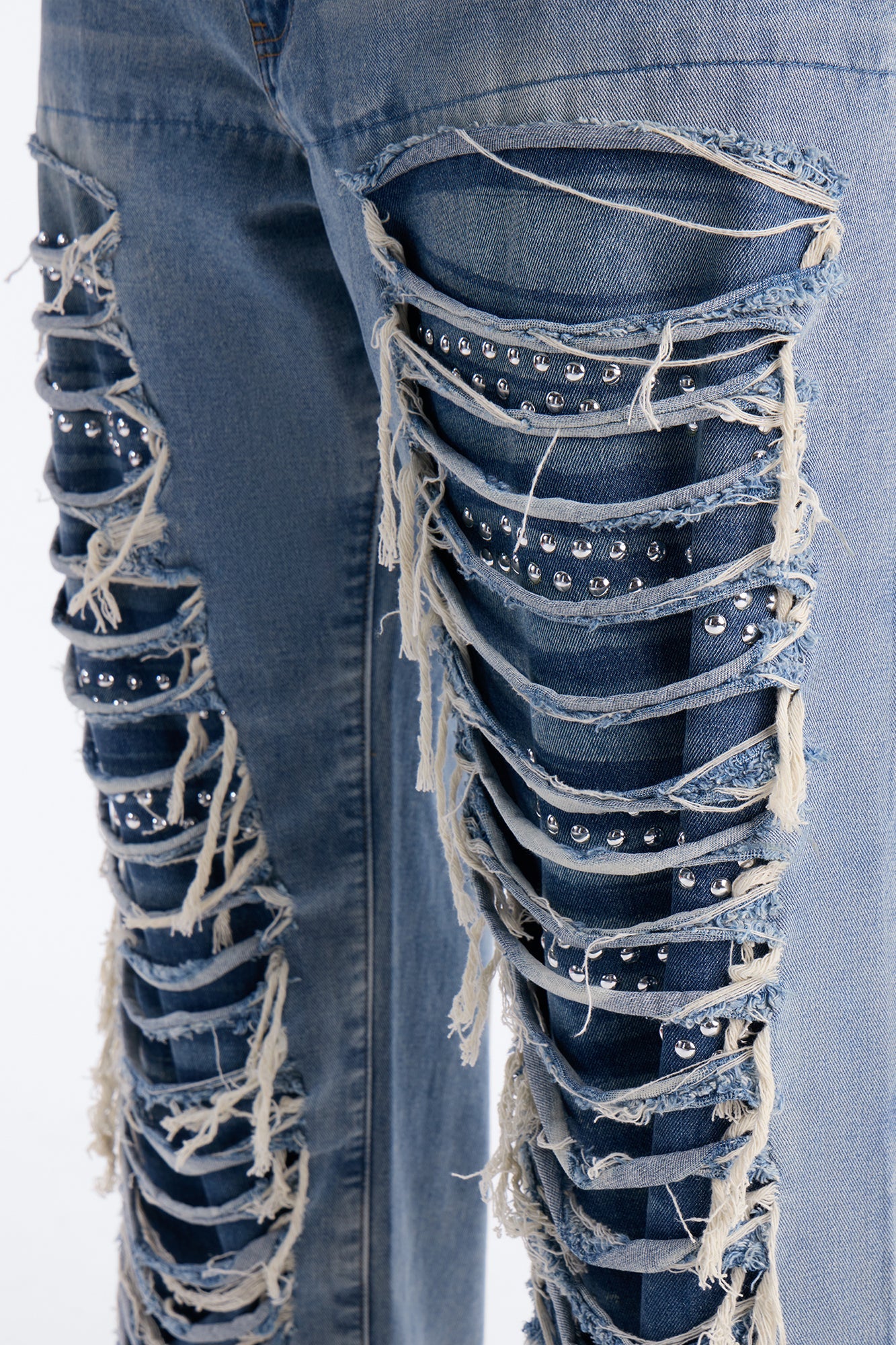 Baggy Studded Mayhem Jean - Light Wash Fashion Nova